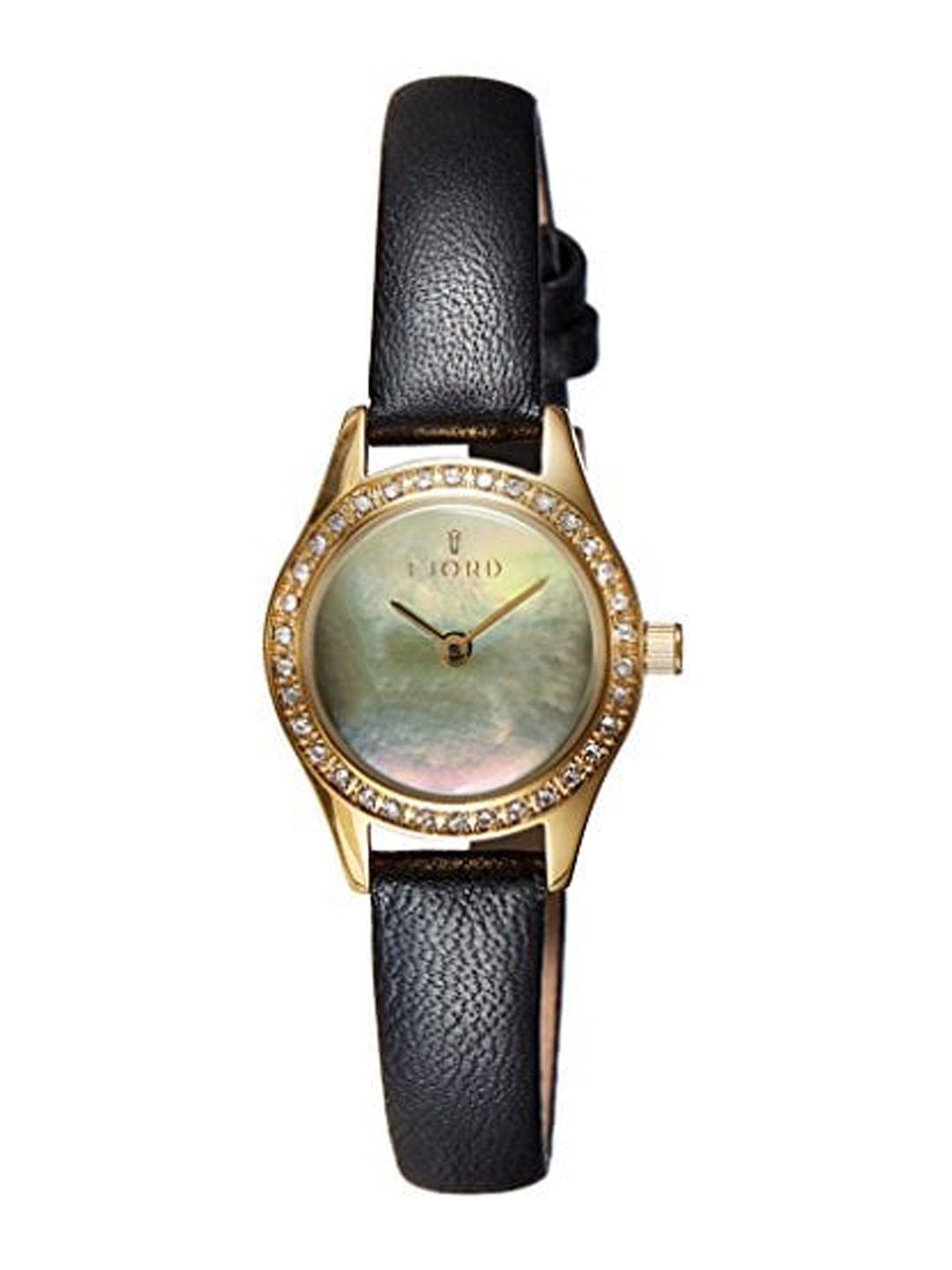 

FJORD Women Embellished Dial & Leather Textured Straps Analogue Watch FJ-6011-04, Black