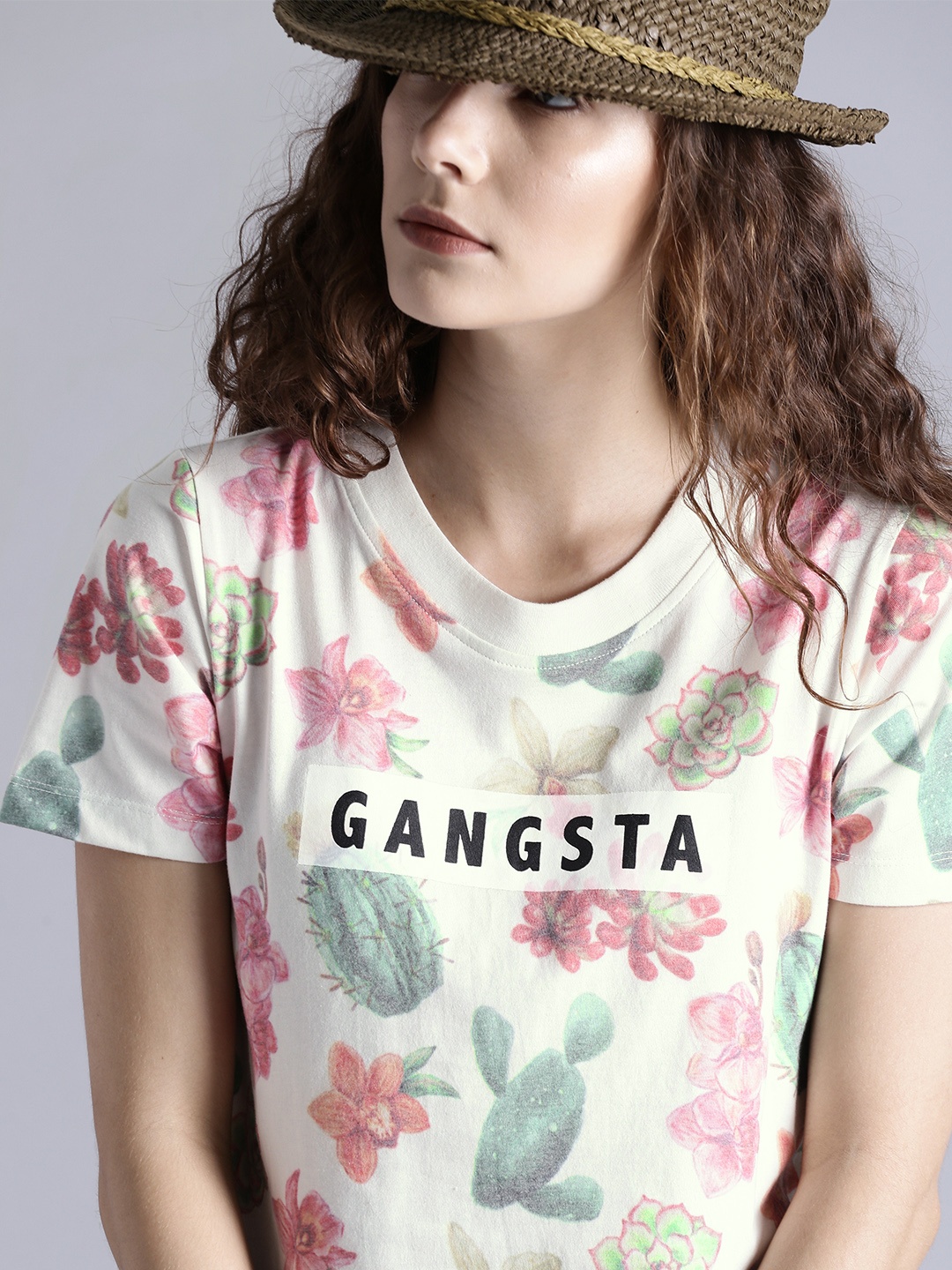 

Kook N Keech Women White All Over Floral Relaxed Printed T-shirt
