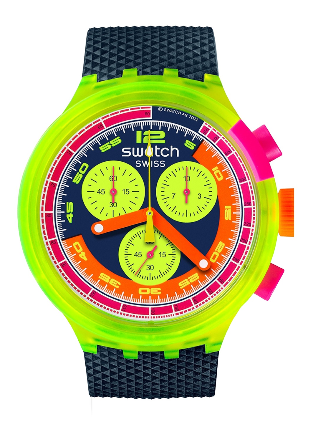 

Swatch Unisex Patterned Dial & Ceramic Straps Analogue Watch SB06J100, Fluorescent green
