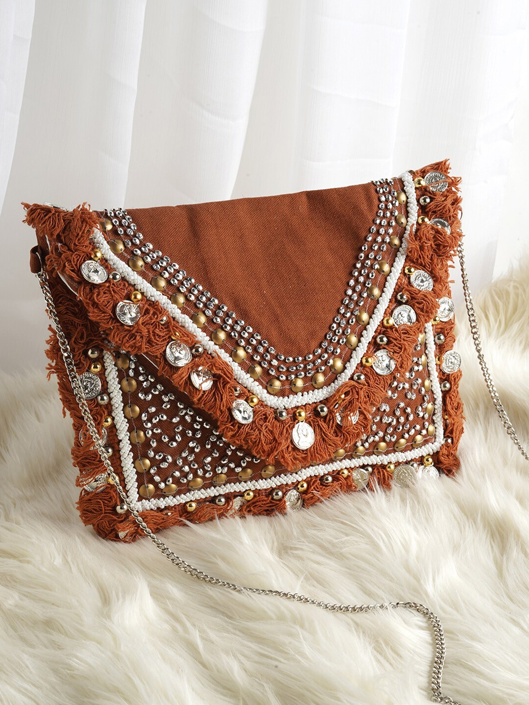 

TEEJH Embroidered Purse Clutch, Brown