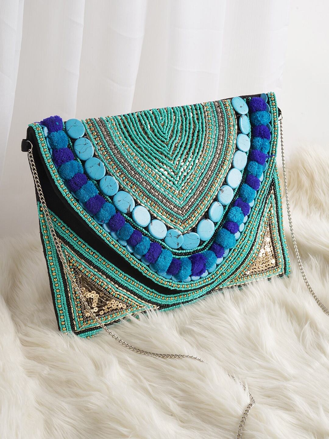 

TEEJH Embellished Purse Clutch, Blue