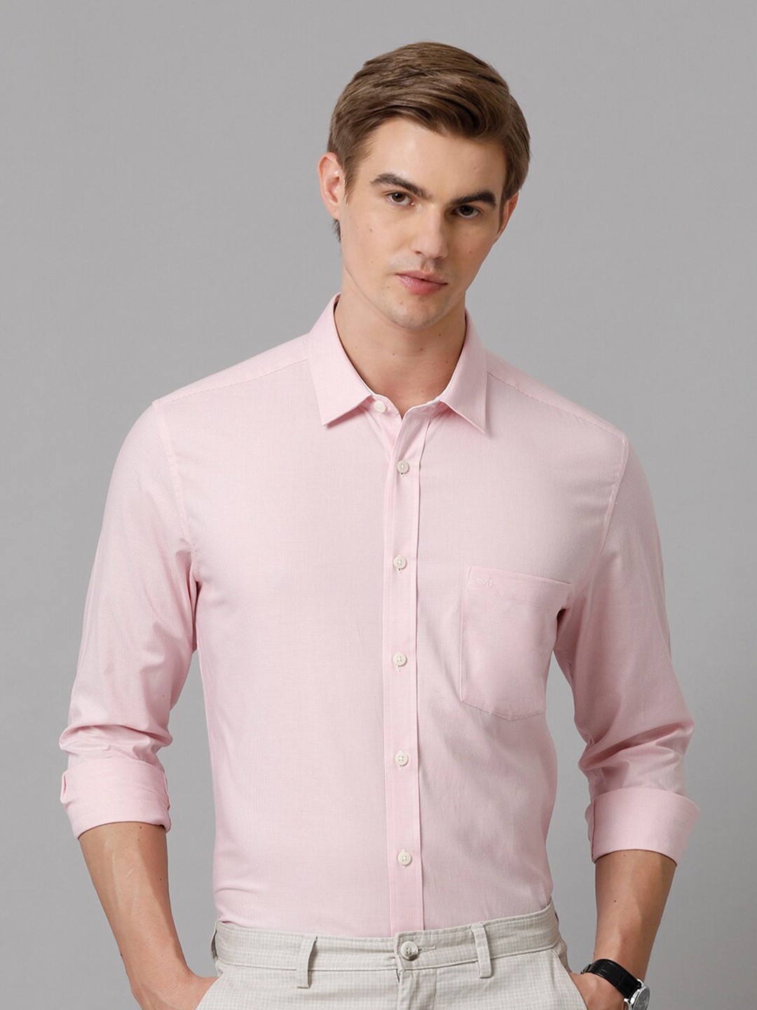 

Aldeno Comfort Spread Collar Long Sleeve Pure Cotton Formal Shirt, Peach