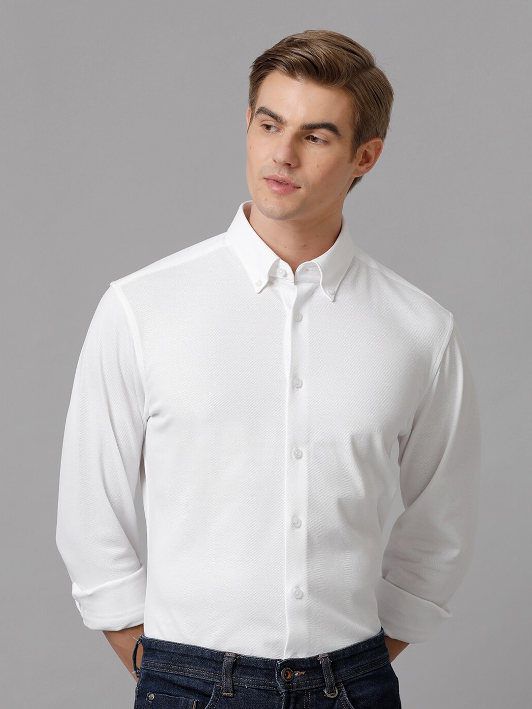 

Aldeno Comfort Button Down Collar Cotton Casual Shirt, White