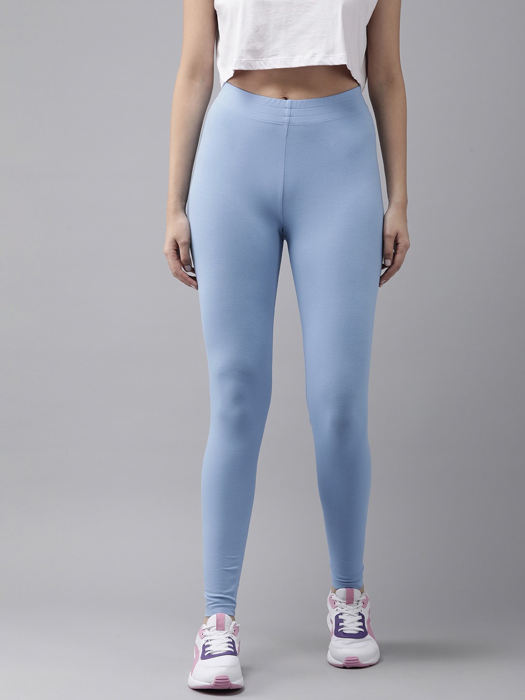 

Roadster Women Solid Ankle-Length High-Rise Tights, Blue