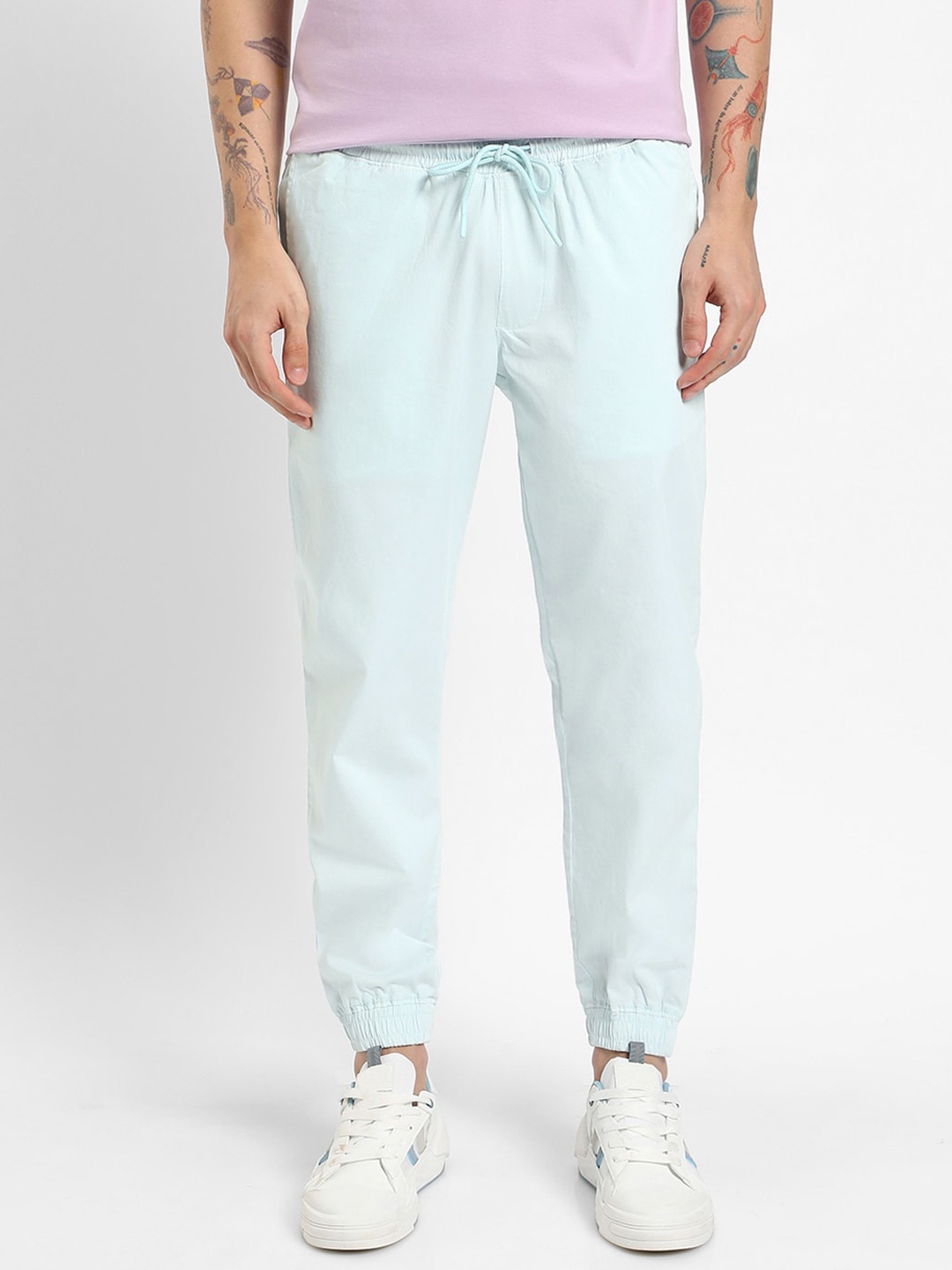 

Bewakoof Men Blue Mid-Rise Cotton Joggers