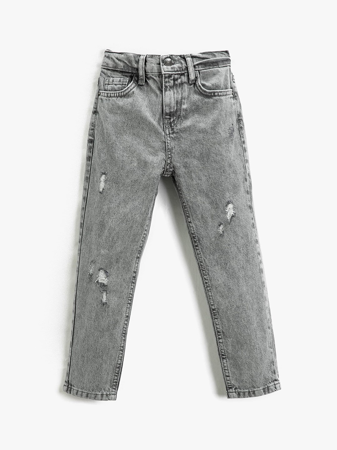 

Koton Girls Mildly Distressed Heavy Fade Pure Cotton Jeans, Grey