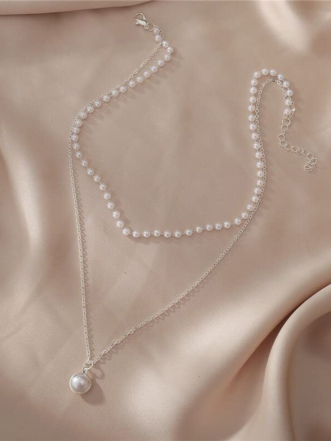 

Krelin Silver-Plated Pearl Beaded Layered Necklace