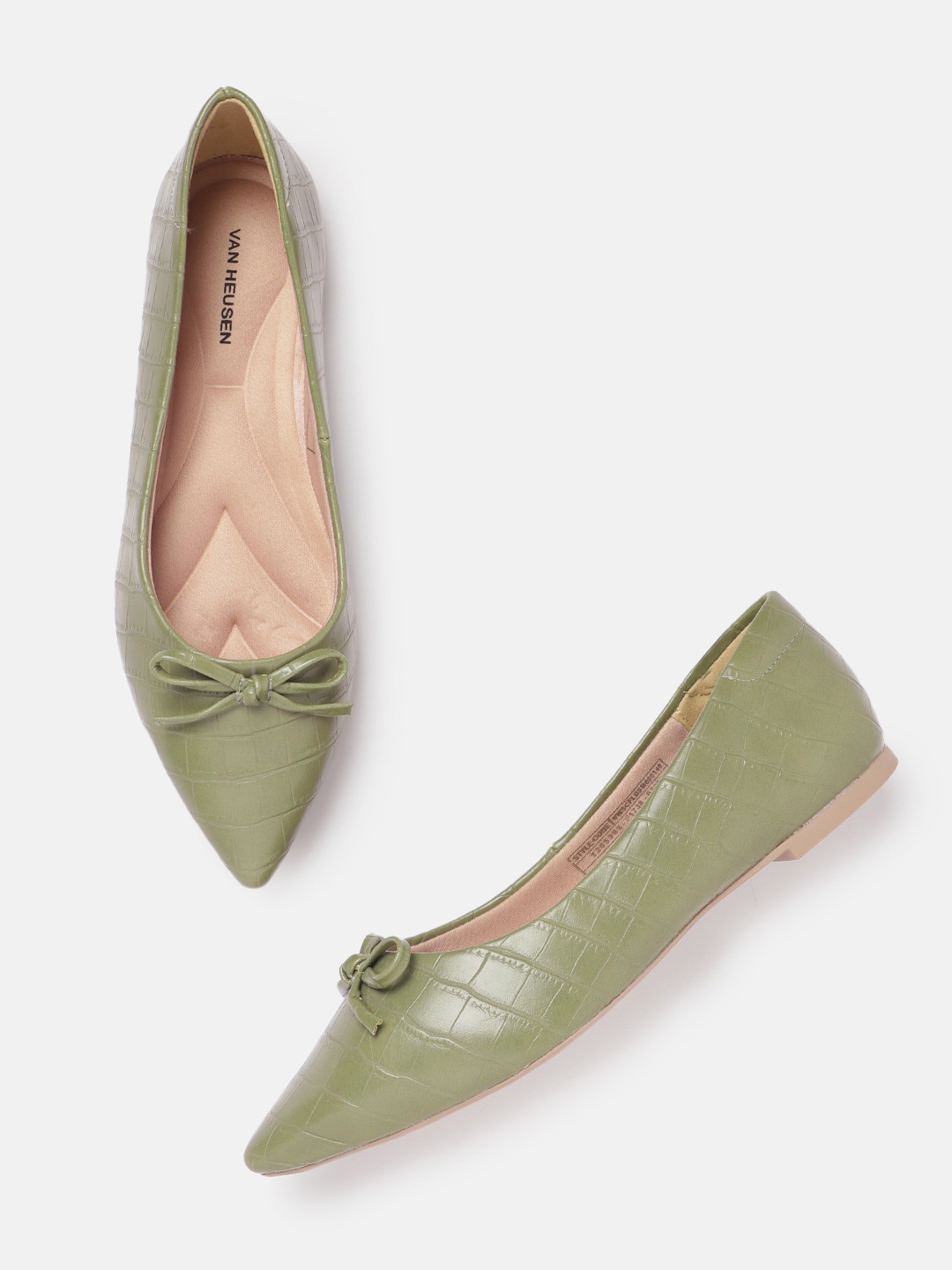 

Van Heusen Woman Croc Textured Ballerinas with Bow Upper, Green