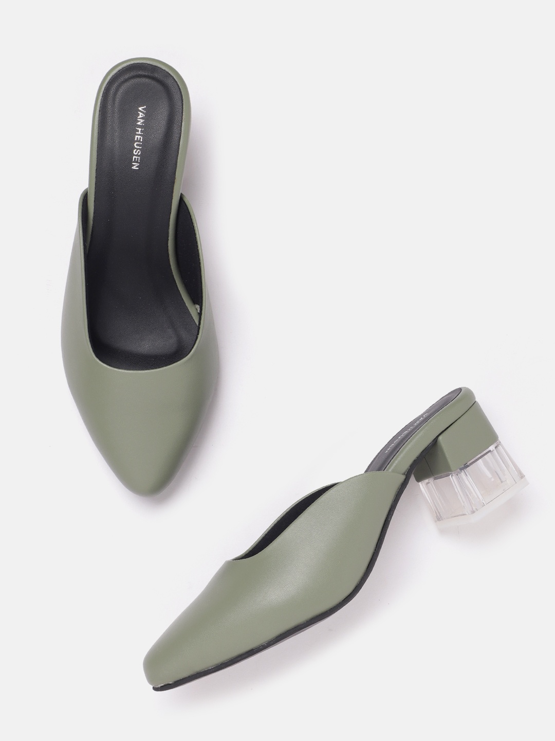 

Van Heusen Woman Pointed Toe Block Mules, Green