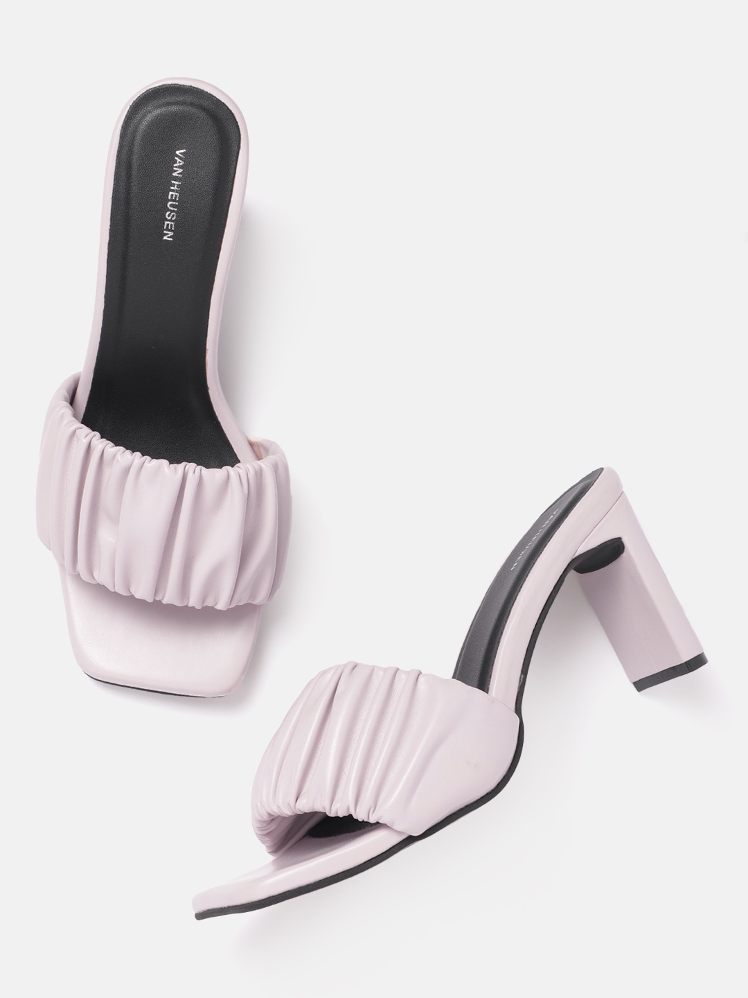 

Van Heusen Woman Ruched Strap Block Heels, Lavender