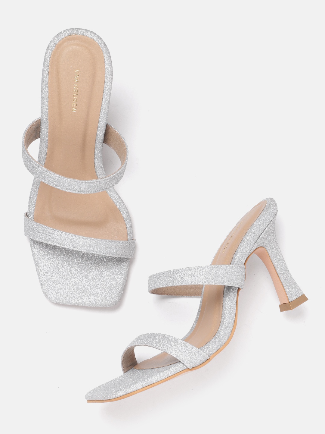 

Van Heusen Woman Shimmery Striped Slim Heel, Silver
