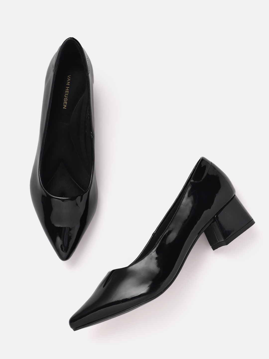 

Van Heusen Woman Pointed Toe Block Heel Pumps, Black