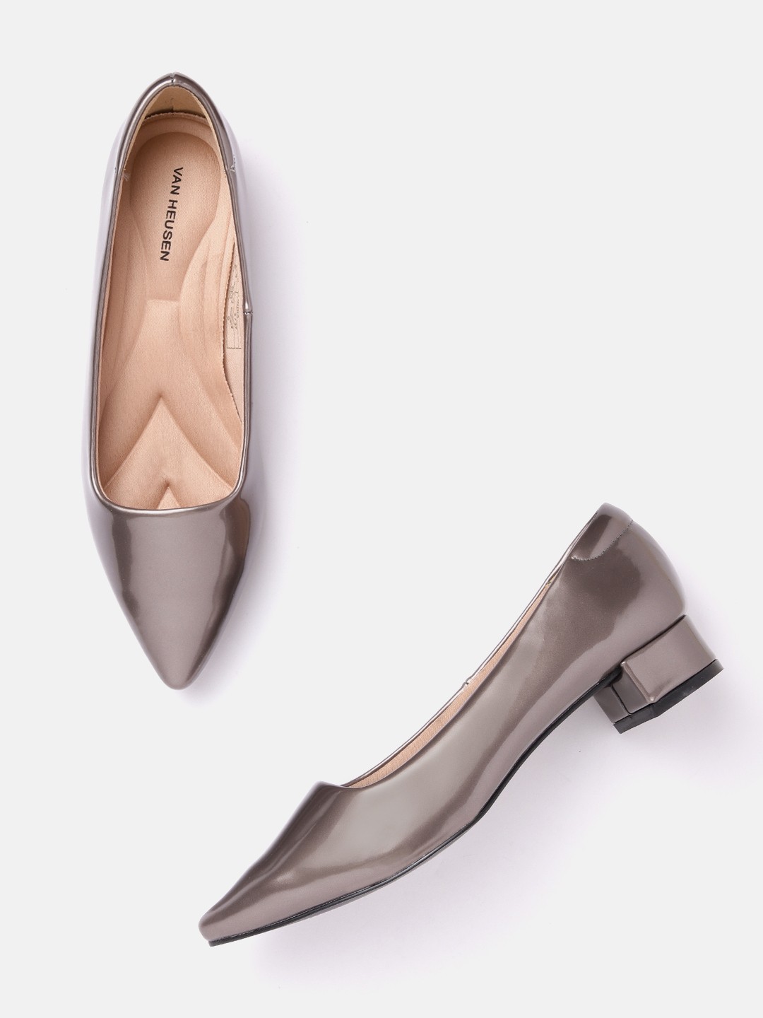 

Van Heusen Woman Pointed-Toe Block Heel Pumps, Metallic