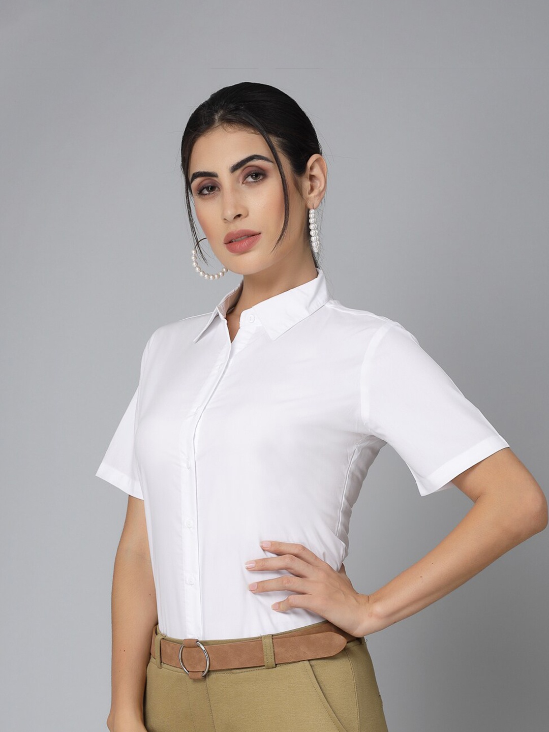 

Style Quotient White Smart Spread Collar Formal Shirt