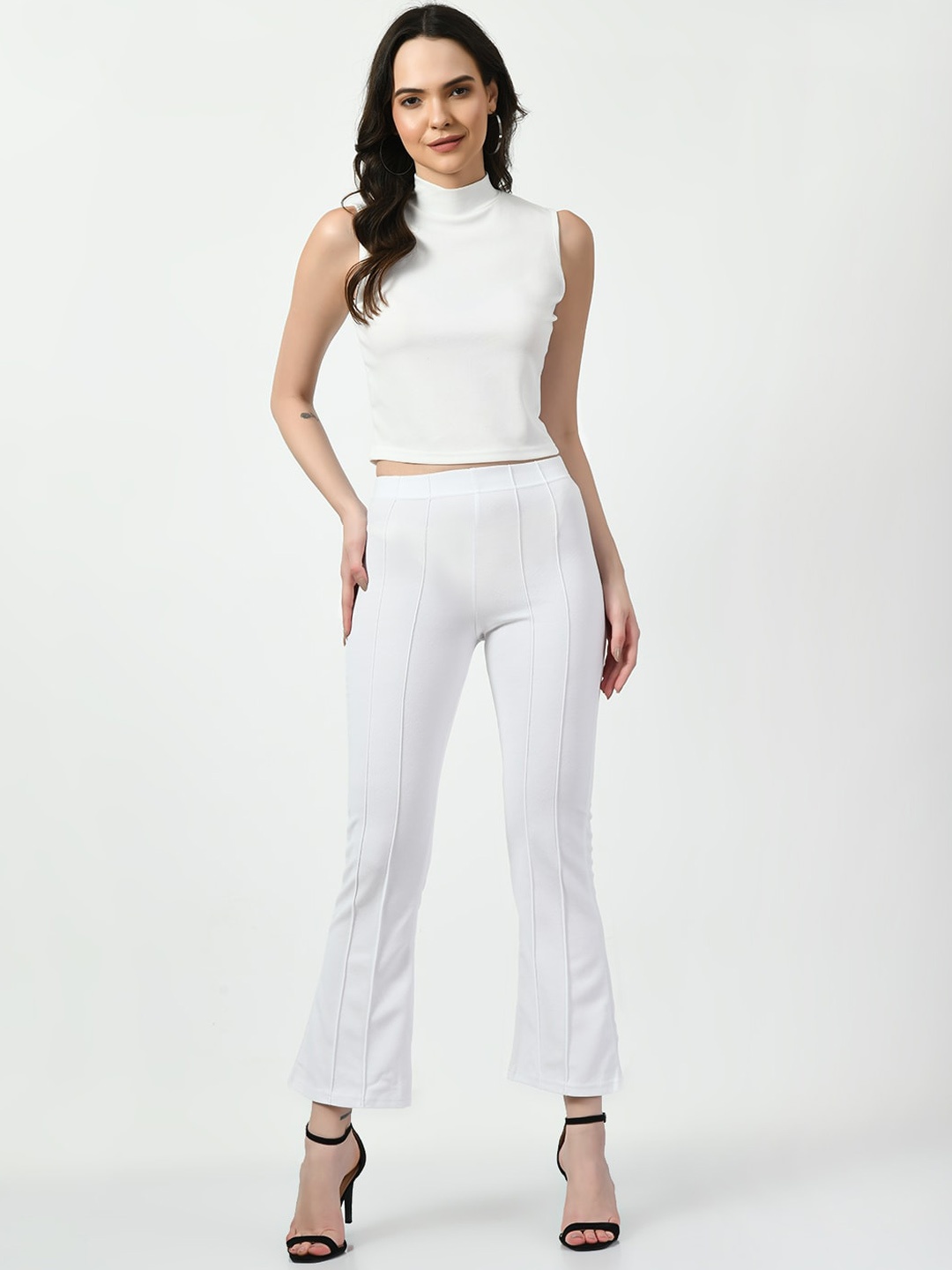 

CLAFOUTIS High Neck Crop Top With Trouser, White