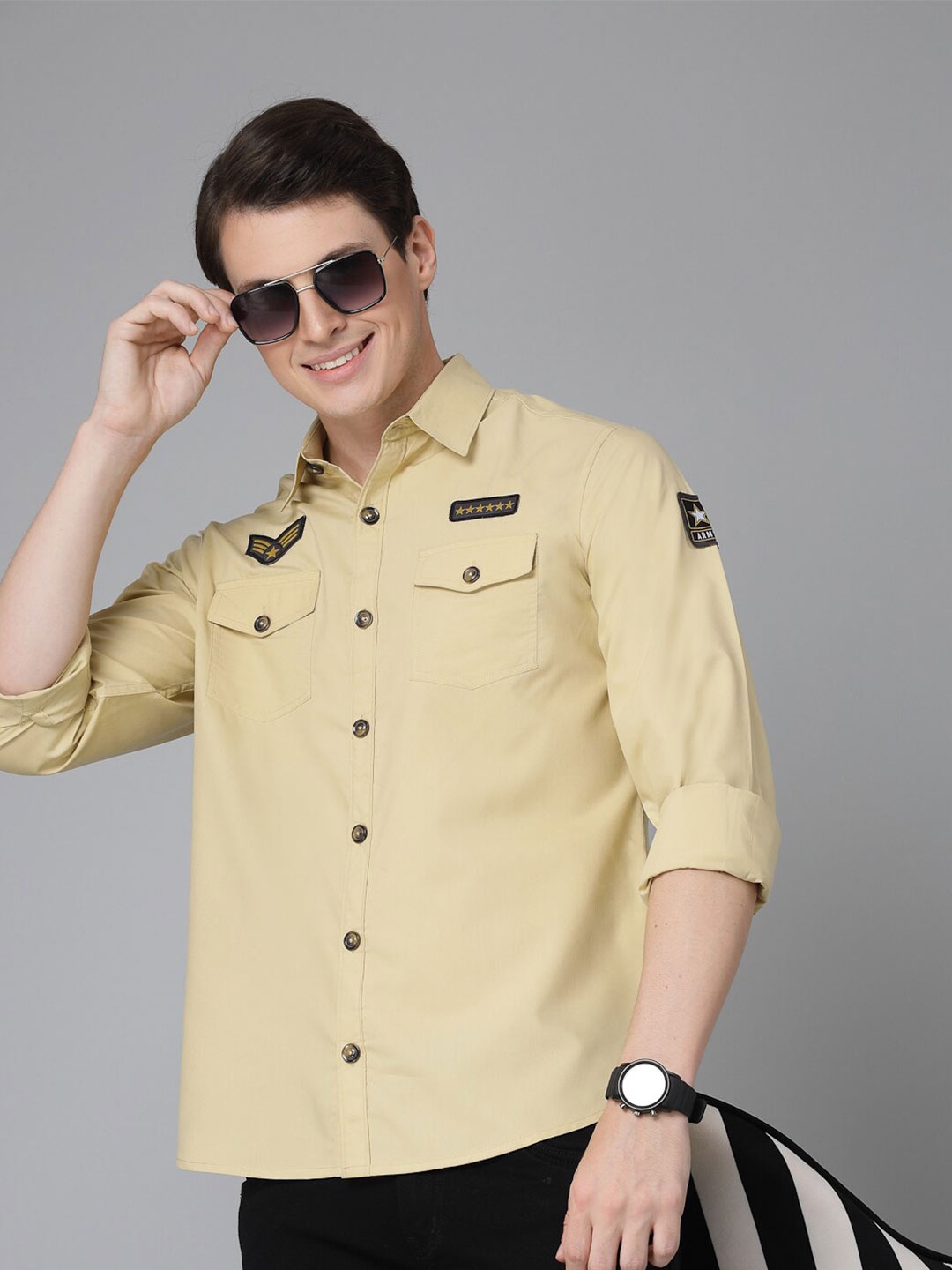 

Style Quotient Camel Brown Pockets Smart Regular Fit Casual Shirt