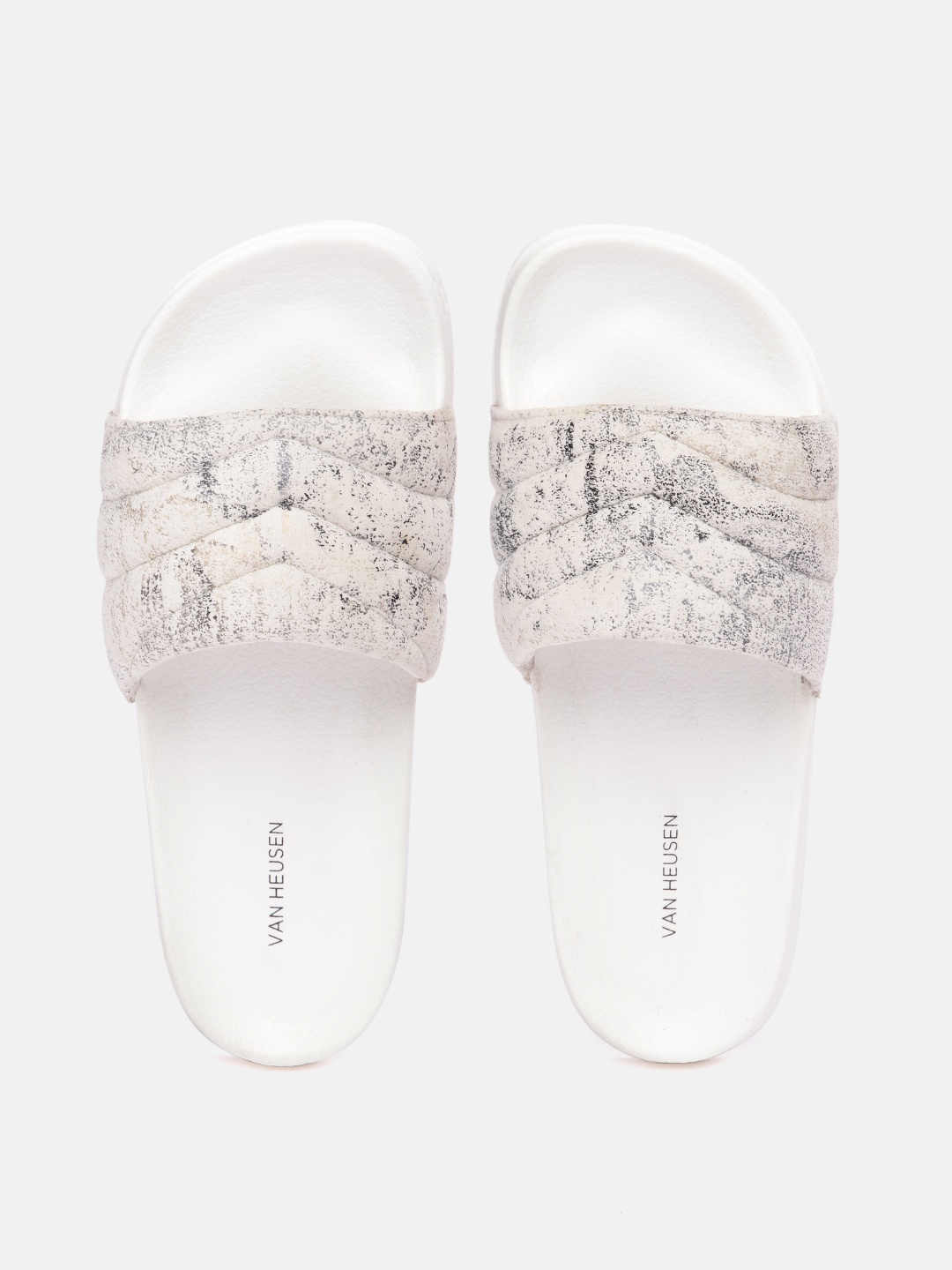 

Van Heusen Woman Abstract Printed Padded Strap Sliders with Quilted Detail, Off white