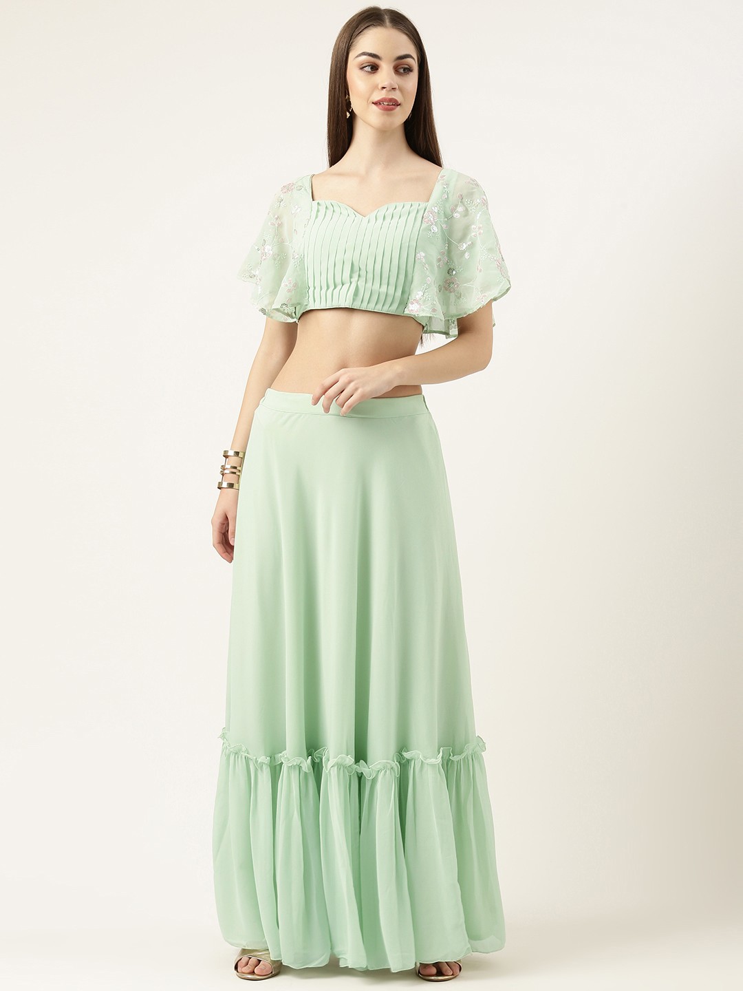 

Ethnovog Ready to Wear Lehenga, Sea green