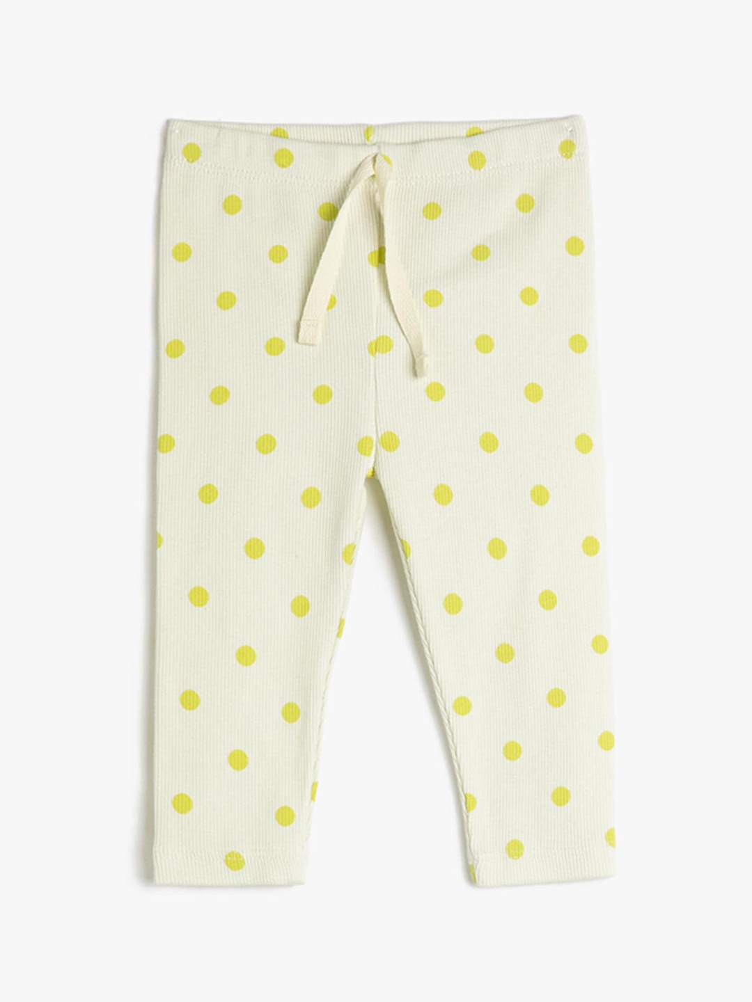 

Koton Girls Polka Dots Printed Ankle Length Leggings, Beige