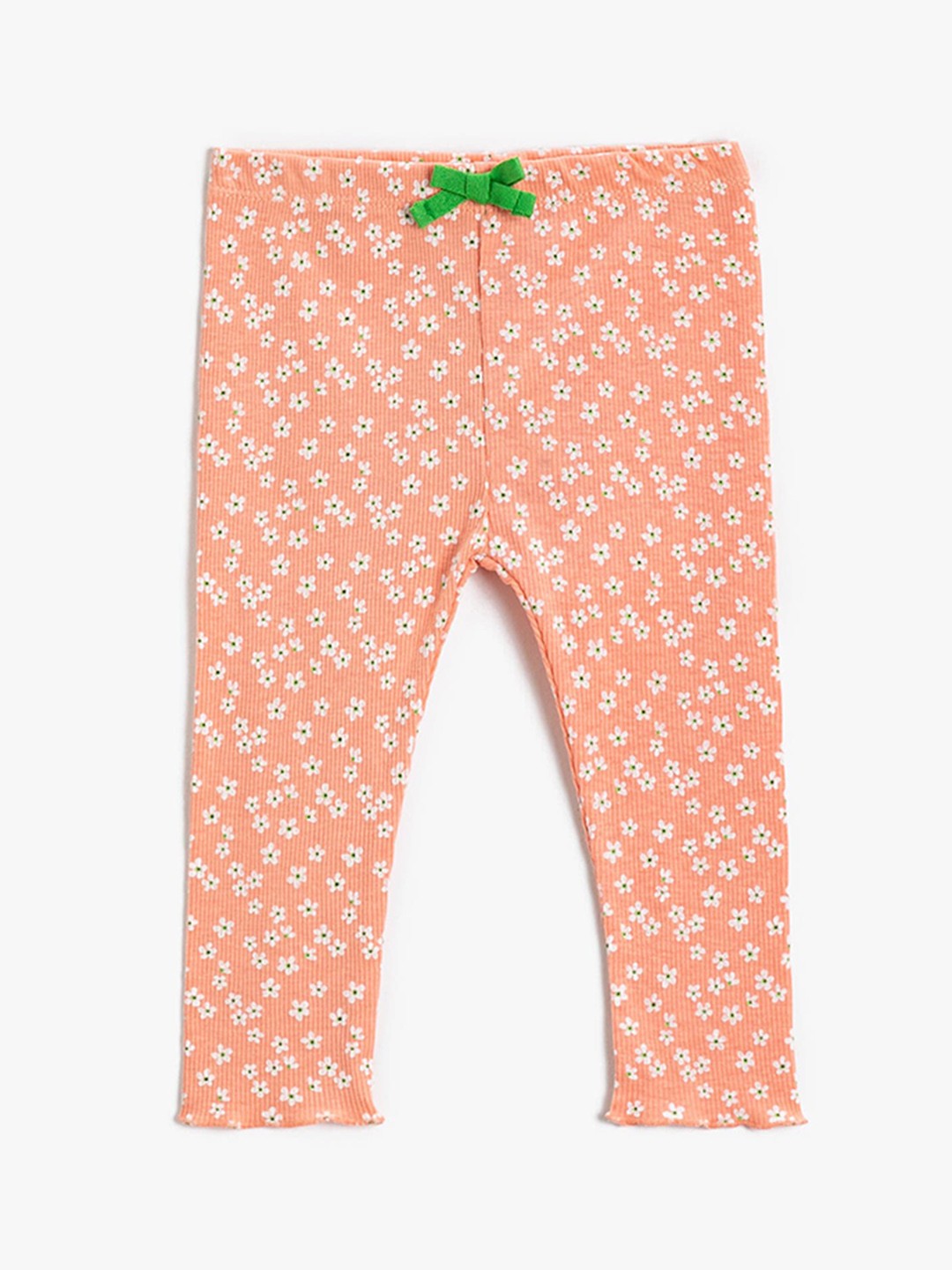 

Koton Girls Floral Printed Ankle Length Leggings, Peach
