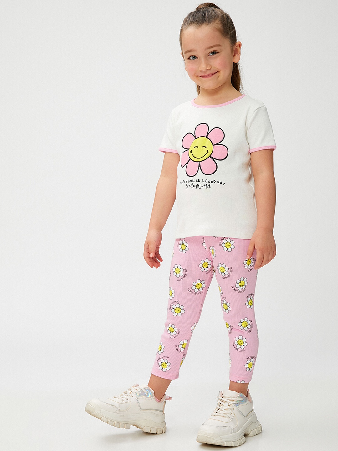

Koton Infants Girls Floral Printed Ankle Length Leggings, Pink