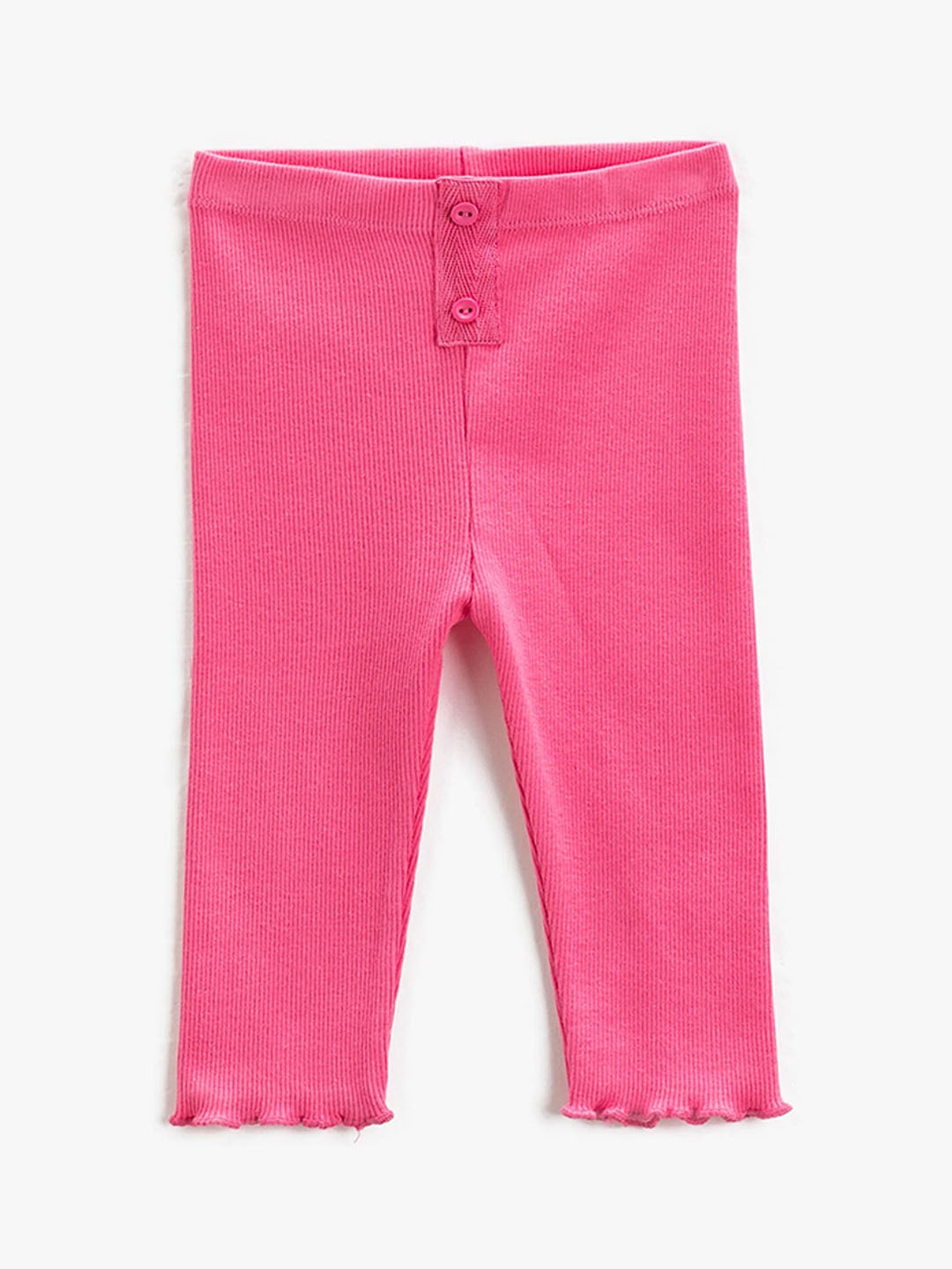 

Koton Girls Mid-Rise Ankle-Length Ribbed Leggings, Pink