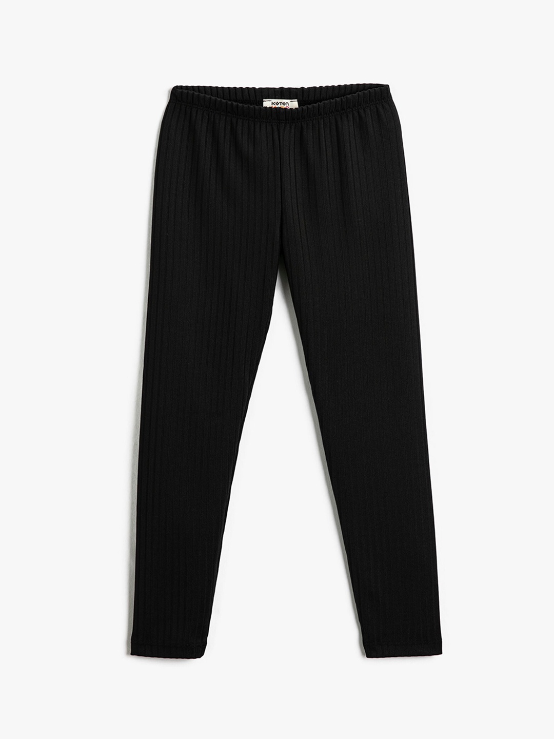

Koton Girls Ribbed Ankle-Length Leggings, Black