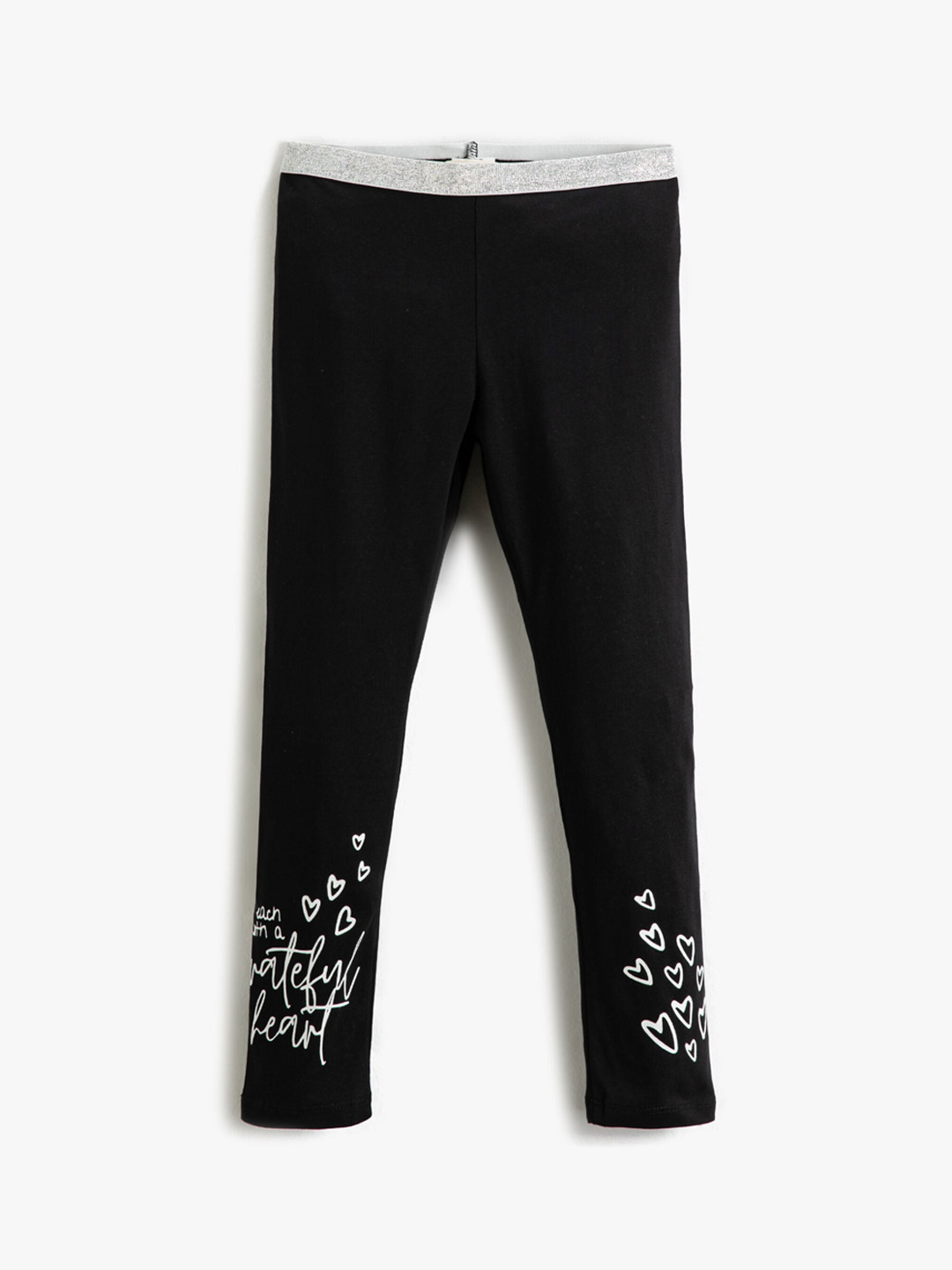 

Koton Girls Typography Printed Leggings, Black