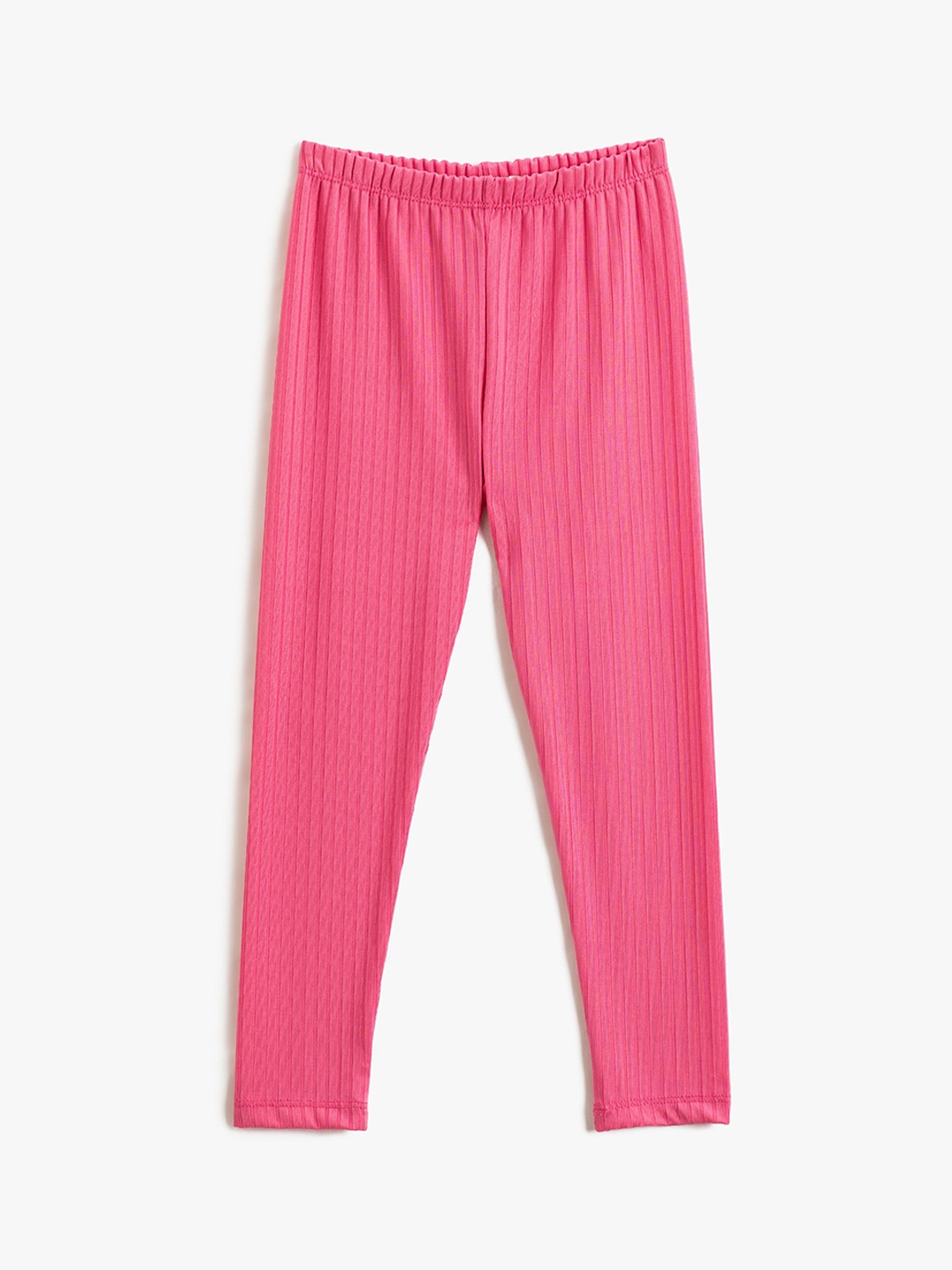 

Koton Girls Mid Rise Ribbed Leggings, Pink