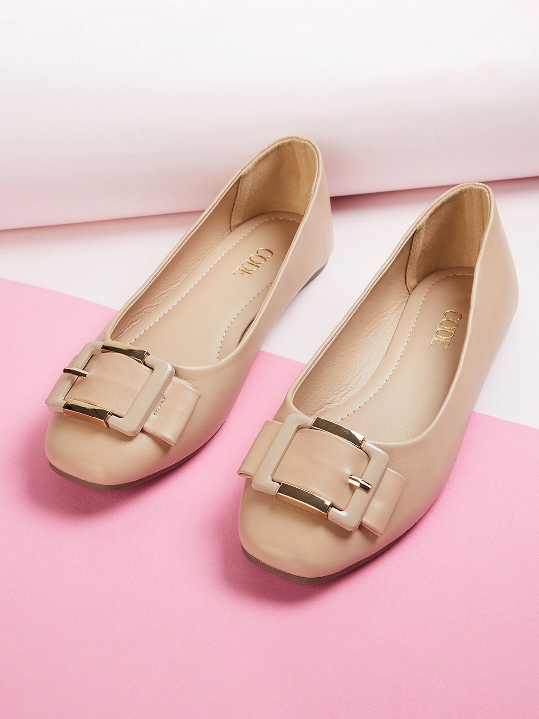 

CODE by Lifestyle Buckled Round Toe Ballerinas, Beige