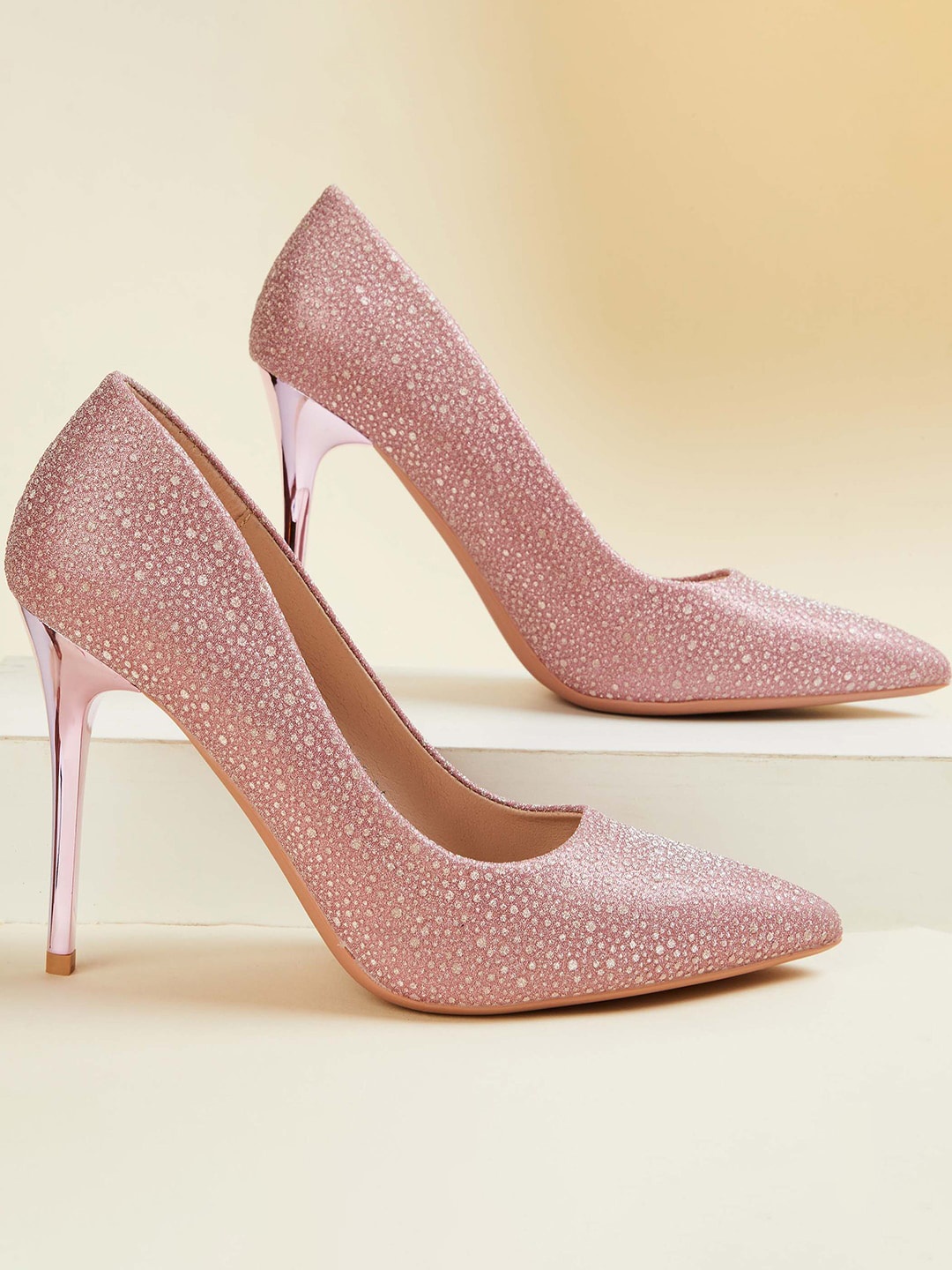 

CODE by Lifestyle Pointed Toe Embellished Party Stiletto Pumps, Pink