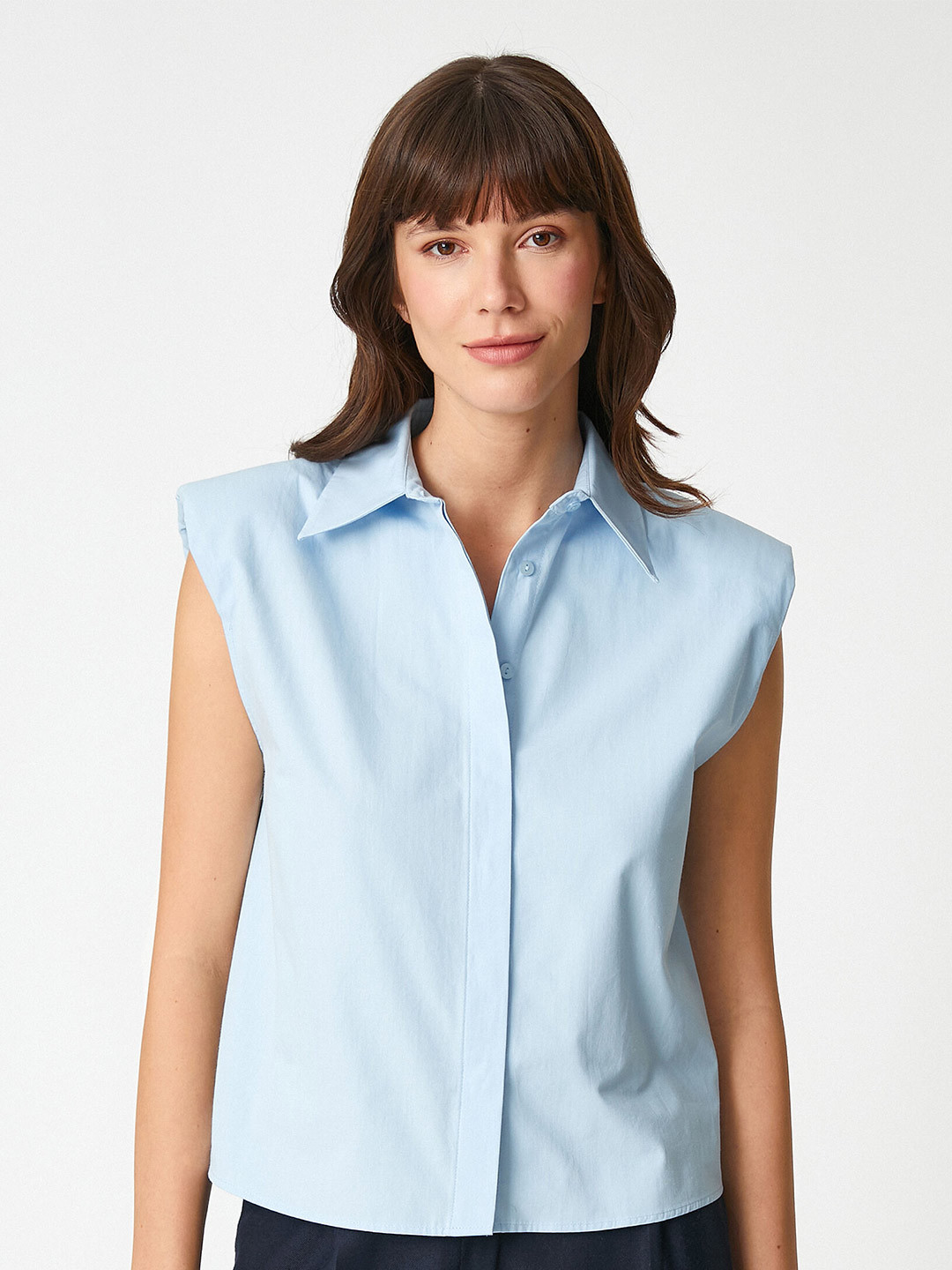 

Koton Spread Collar Pure Cotton Formal Shirt, Blue