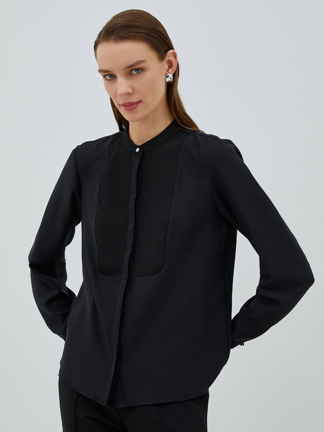 

Koton Band Collar Casual Shirt, Black