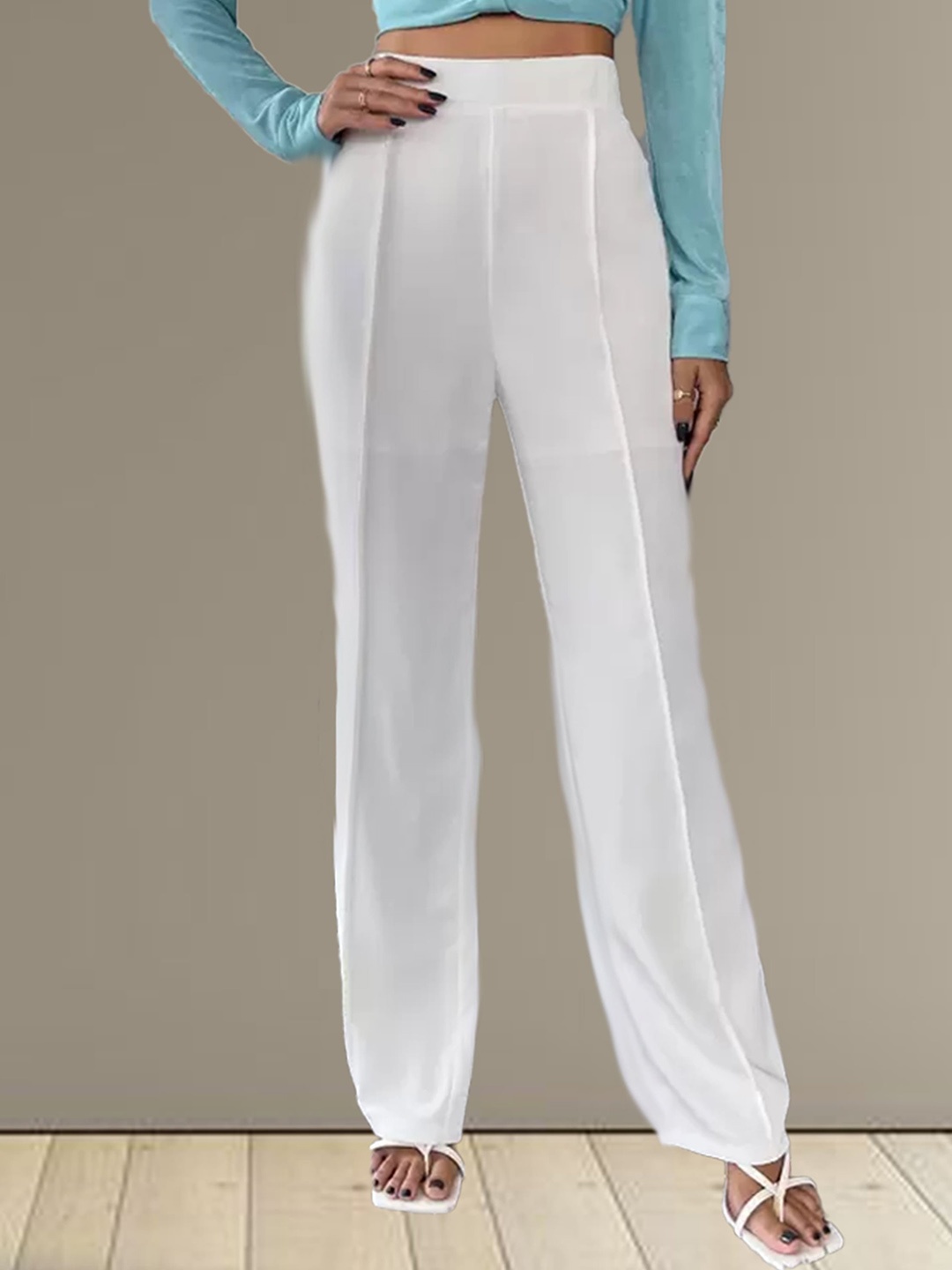 

N N ENTERPRISE Women Original High-Rise Trousers, White