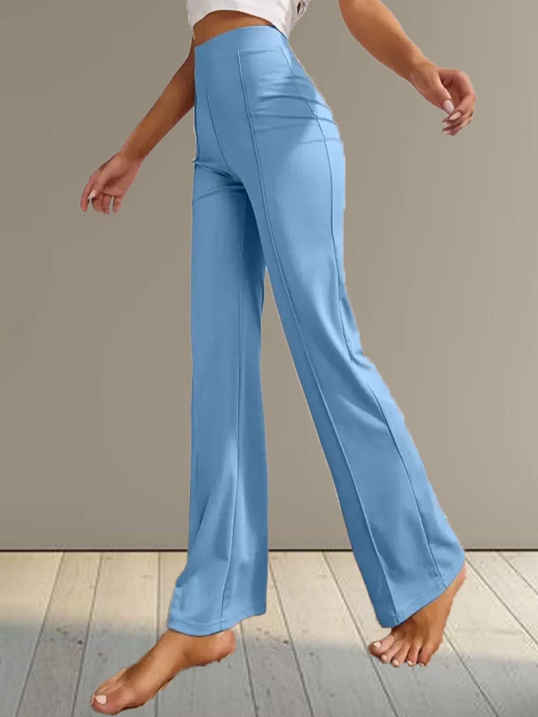 

N N ENTERPRISE Women Original High-Rise Trousers, Blue