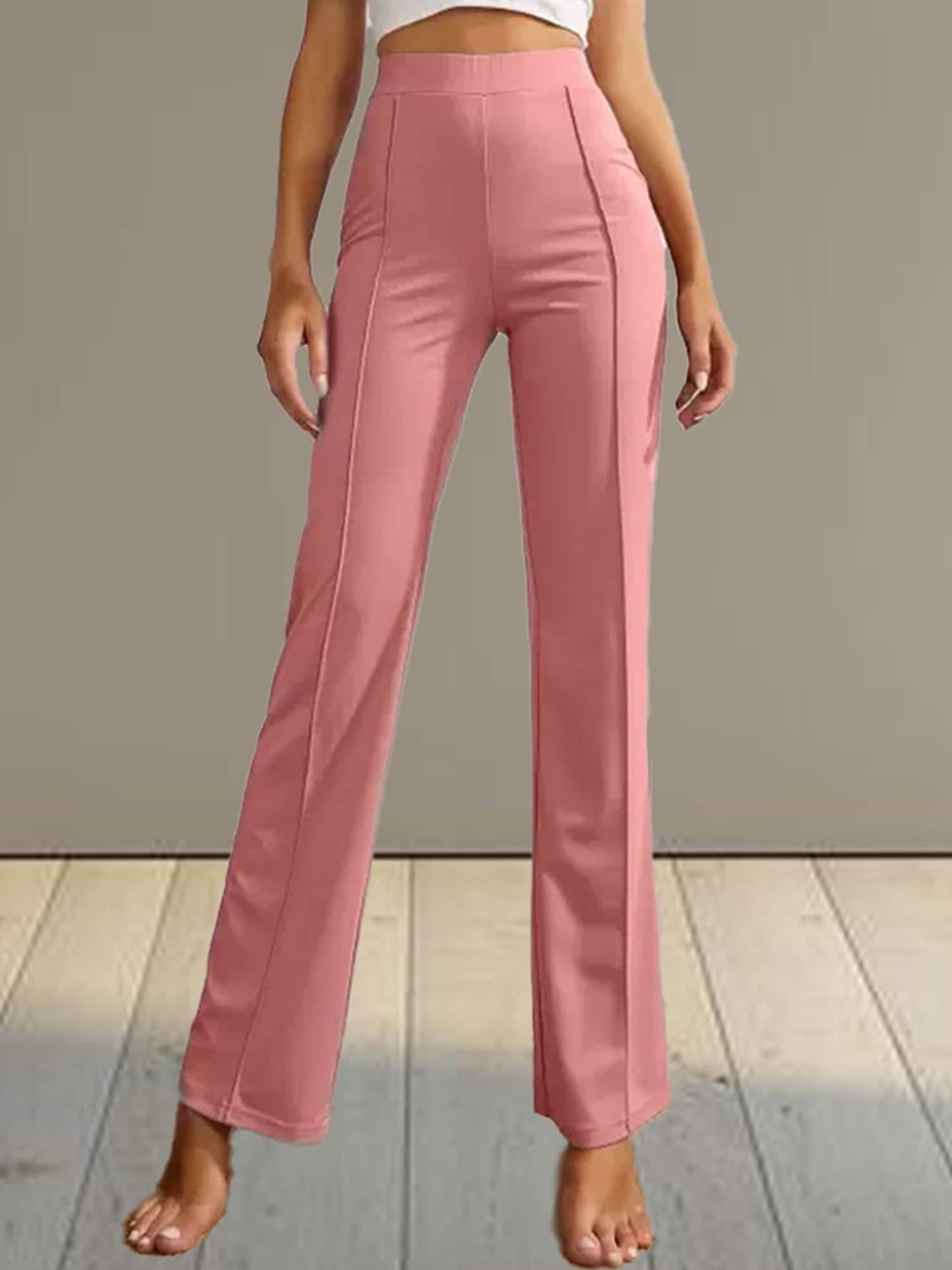 

N N ENTERPRISE Women Original High-Rise Trousers, Peach