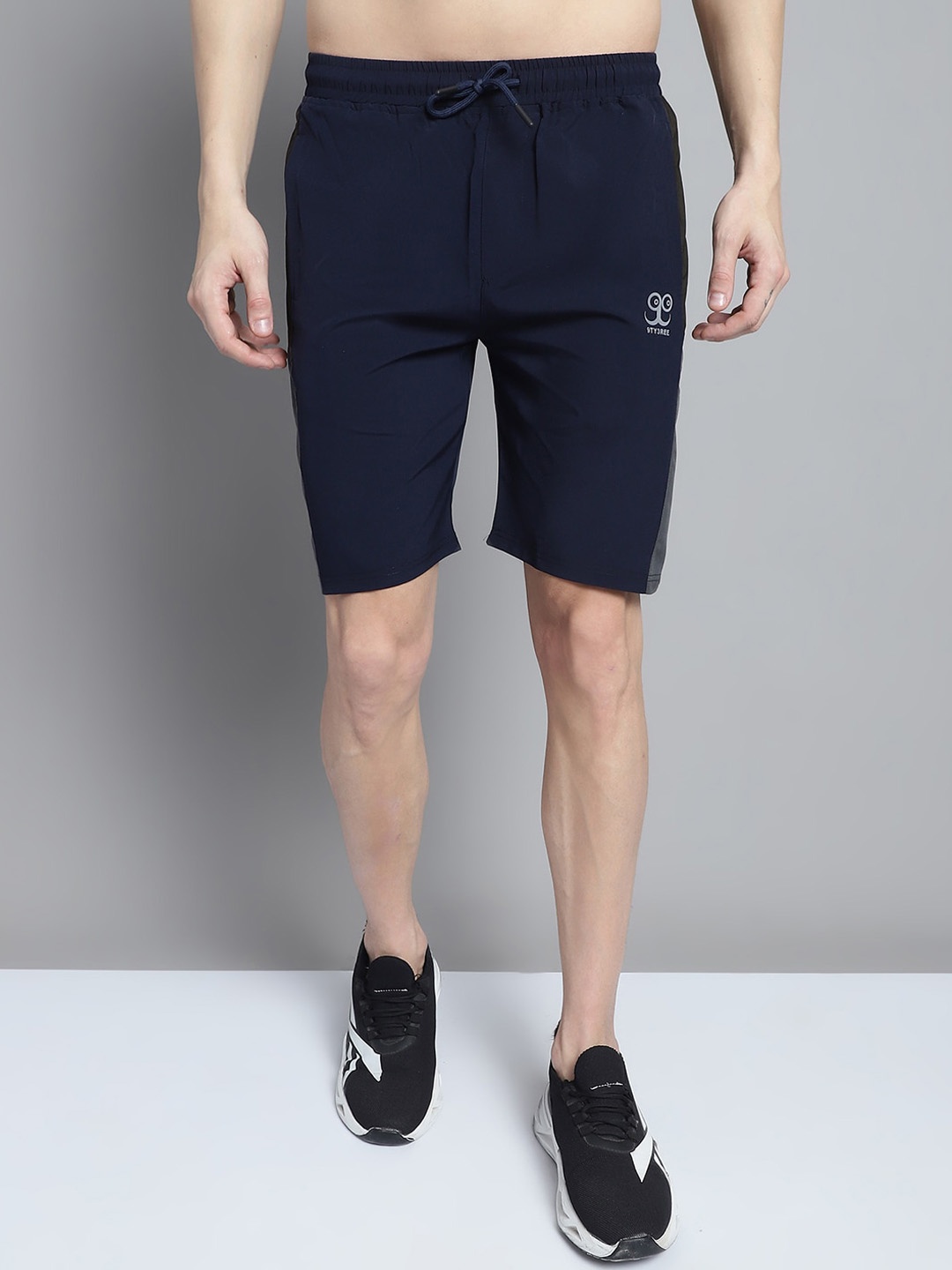 

9ty3ree Men Mid Rise Sports Shorts, Navy blue