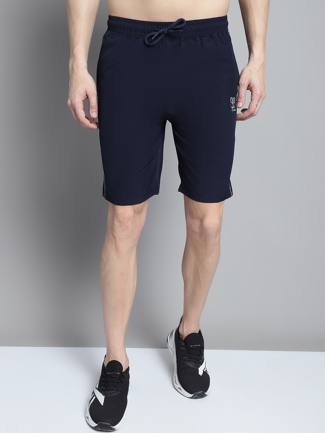 

9ty3ree Men Mid Rise Sports Shorts, Navy blue