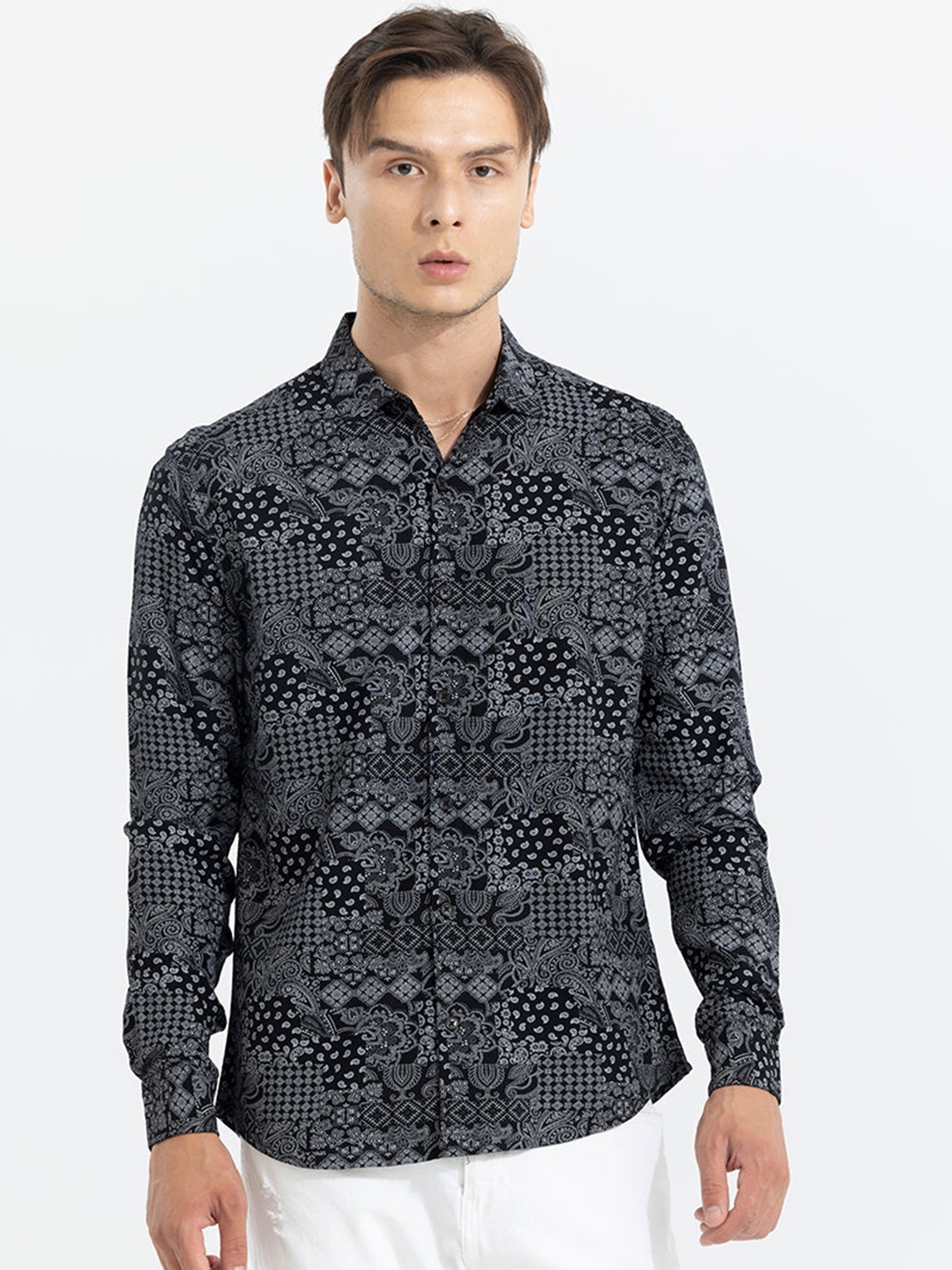 

Snitch Black Classic Ethnic Motifs Printed Casual Shirt