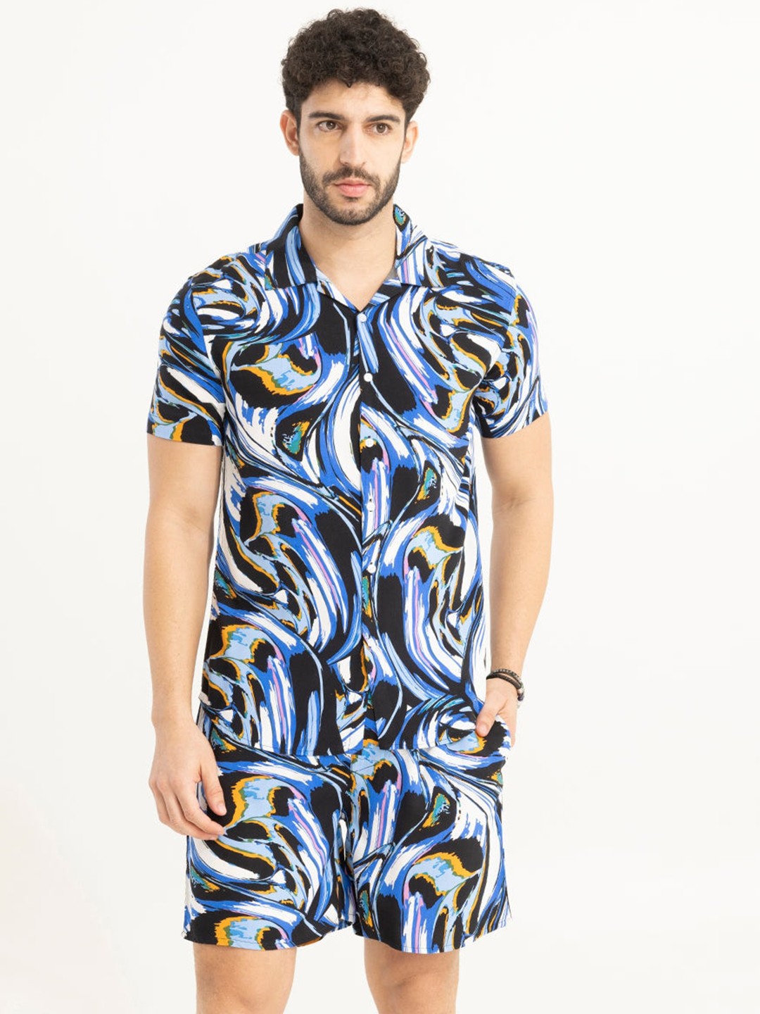 

Snitch Abstract Printed Shirt & Shorts, Blue