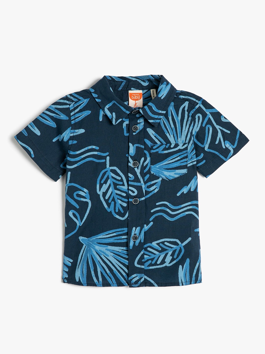 

Koton Boys Abstract Printed Pure Cotton Casual Shirt, Navy blue