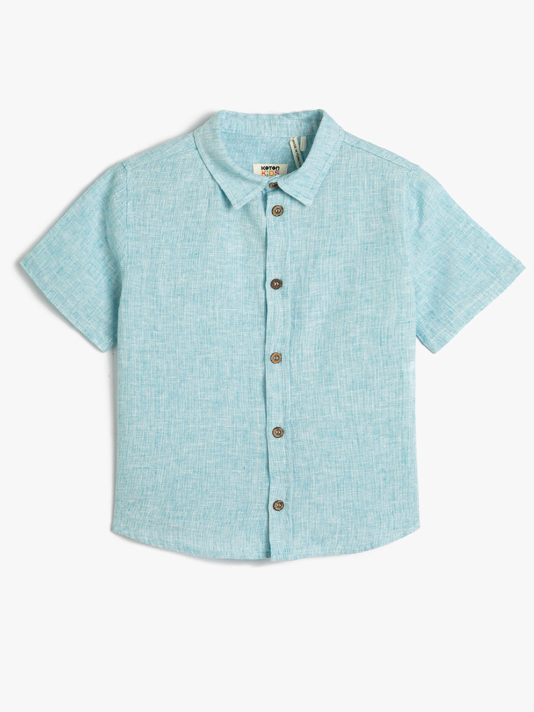 

Koton Boys Spread Collar Cotton Linen Casual Shirt, Blue
