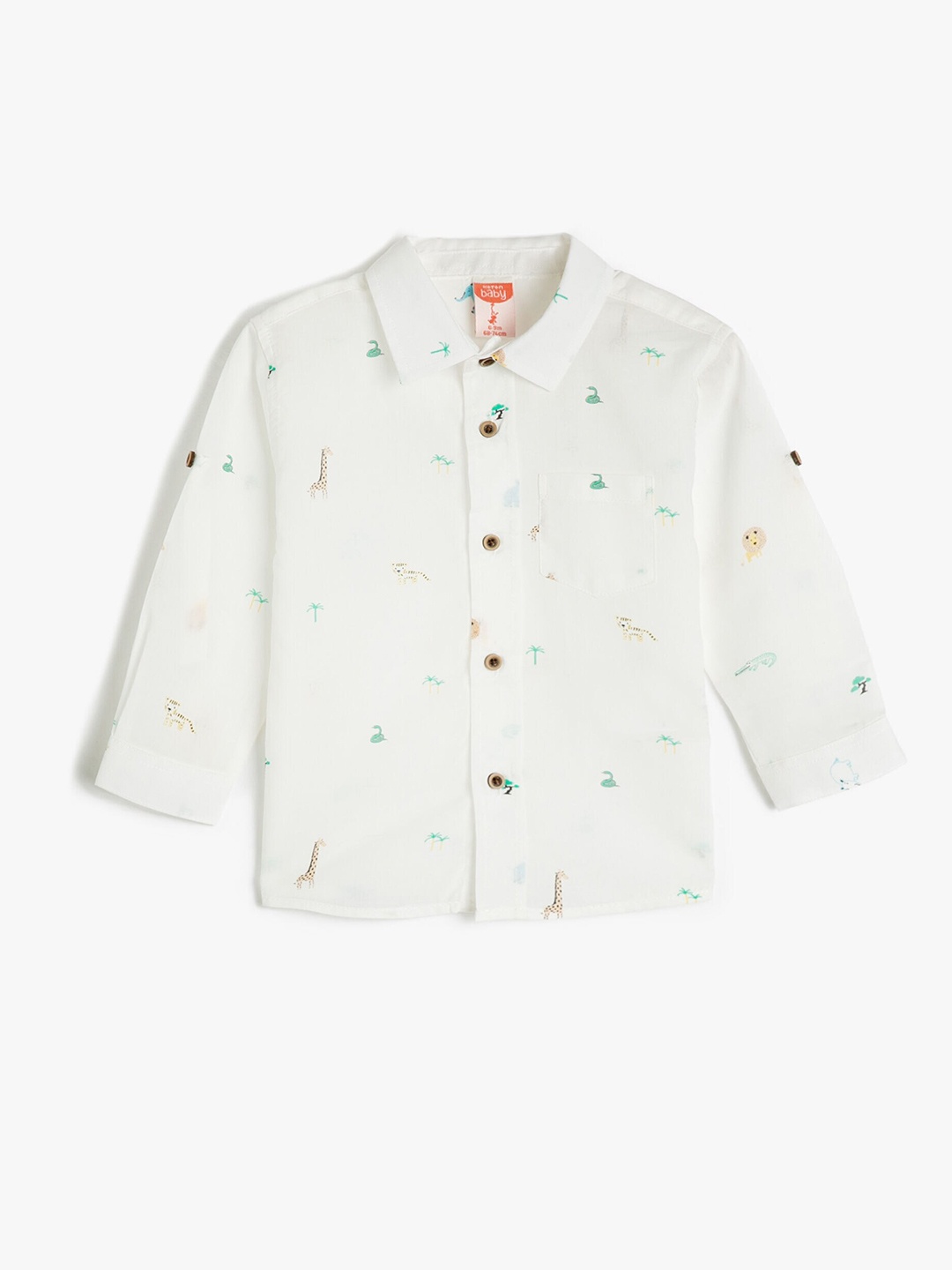 

Koton Boys Conversational Printed Spread Collar Pure Cotton Casual Shirt, White