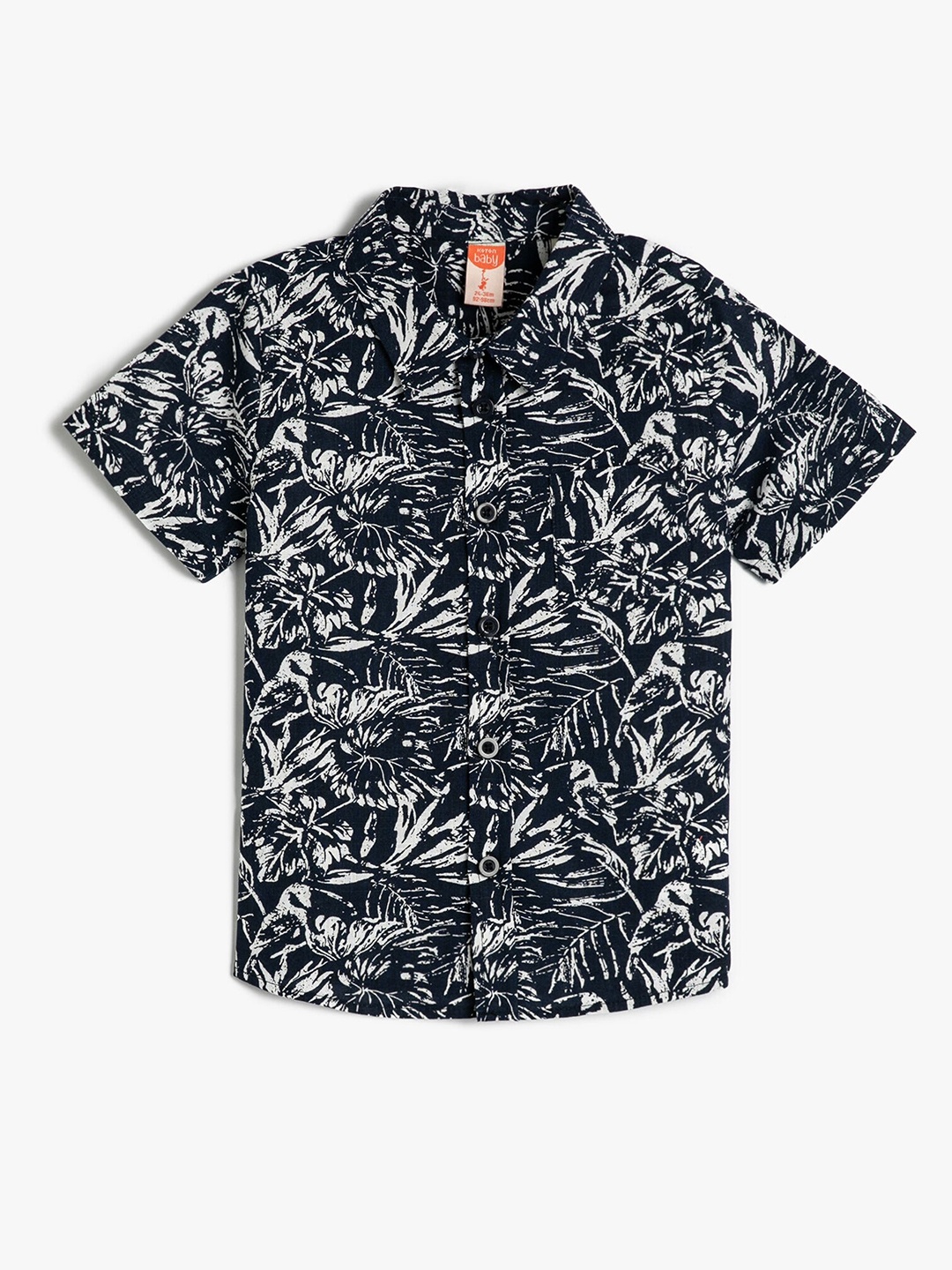 

Koton Boys Floral Printed Spread Collar Pure Cotton Casual Shirt, Navy blue