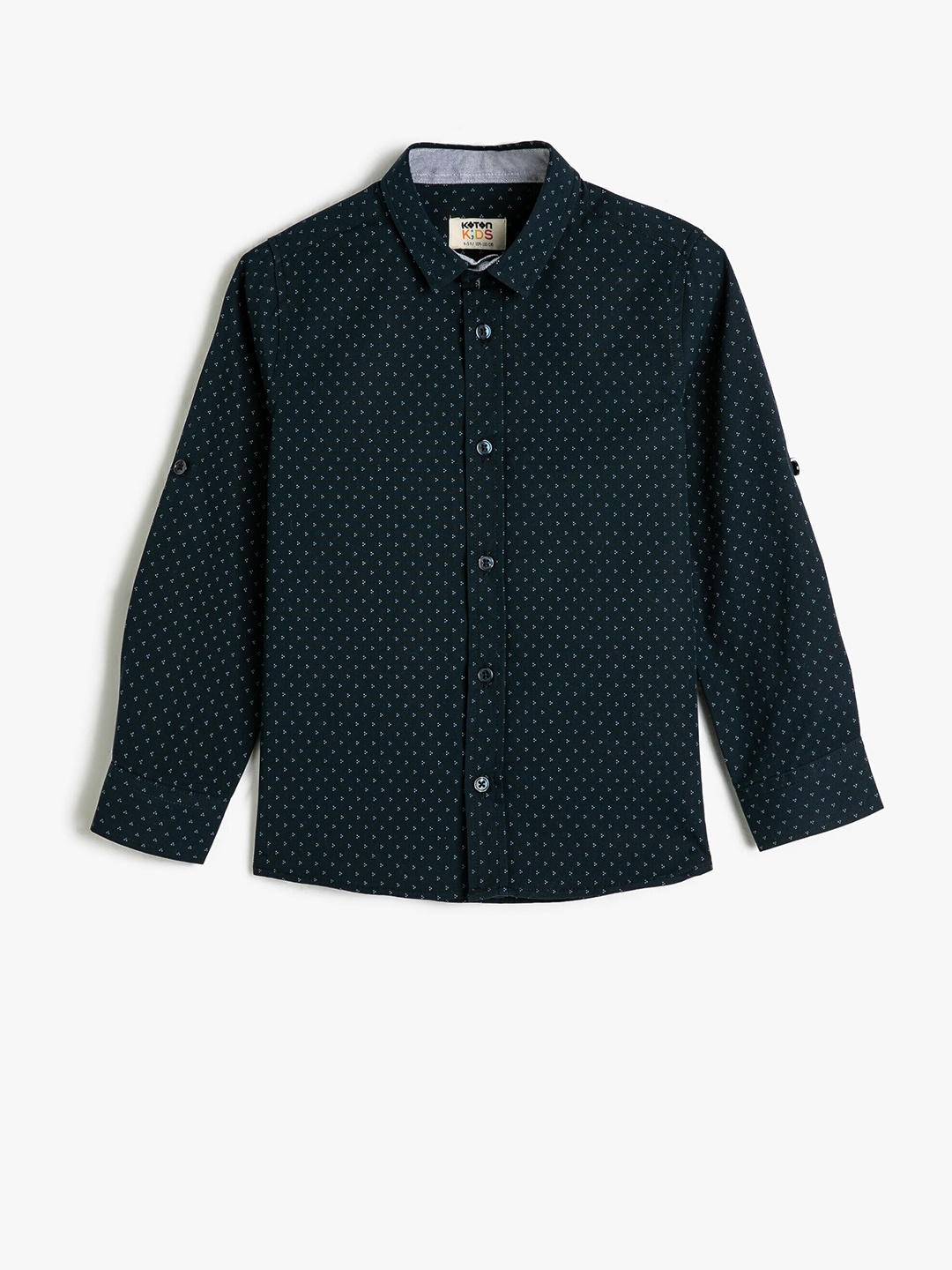 

Koton Boys Micro Ditsy Printed Spread Collar Pure Cotton Casual Shirt, Blue