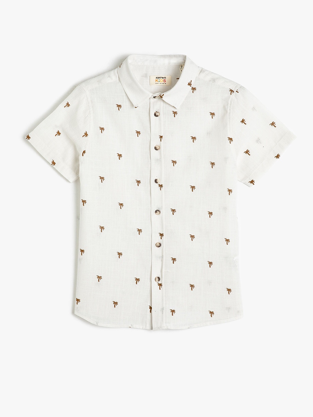 

Koton Boys Spread Collar Conversational Printed Casual Cotton Shirt, White