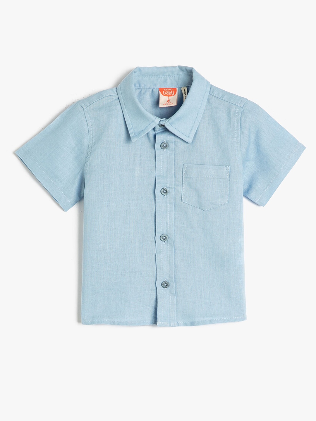 

Koton Boys Spread Collar Opaque Pocket Casual Shirt, Blue