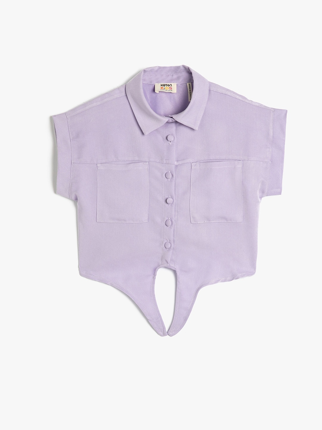 

Koton Girls Spread Collar Opaque Pocket Casual Cotton Shirt, Purple