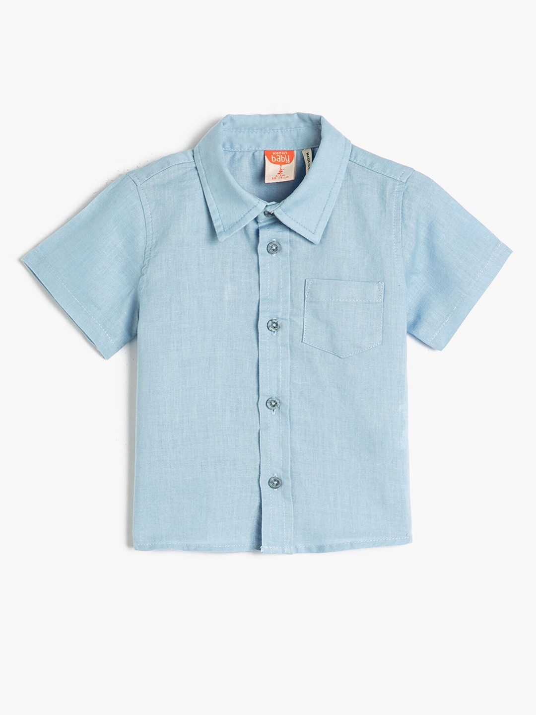 

Koton Boys Spread Collar Opaque Pocket Casual Shirt, Blue