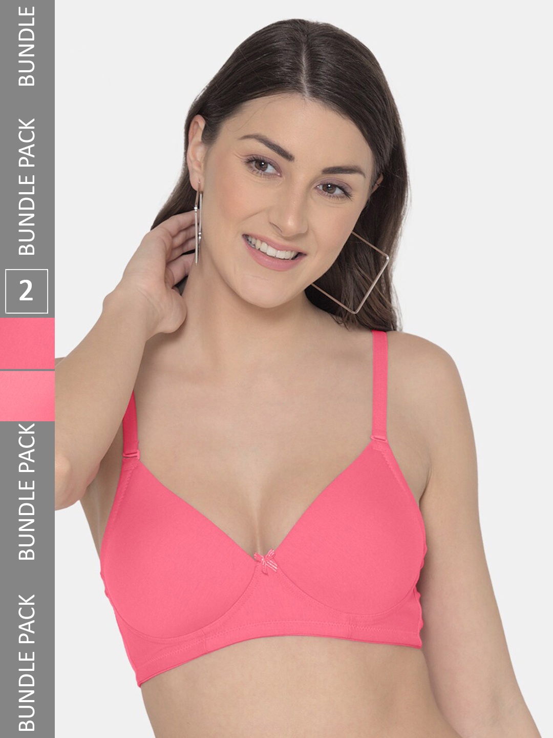 

Tweens Pack Of 2 T-shirt Bras With Full Coverage Lightly Padded, Coral